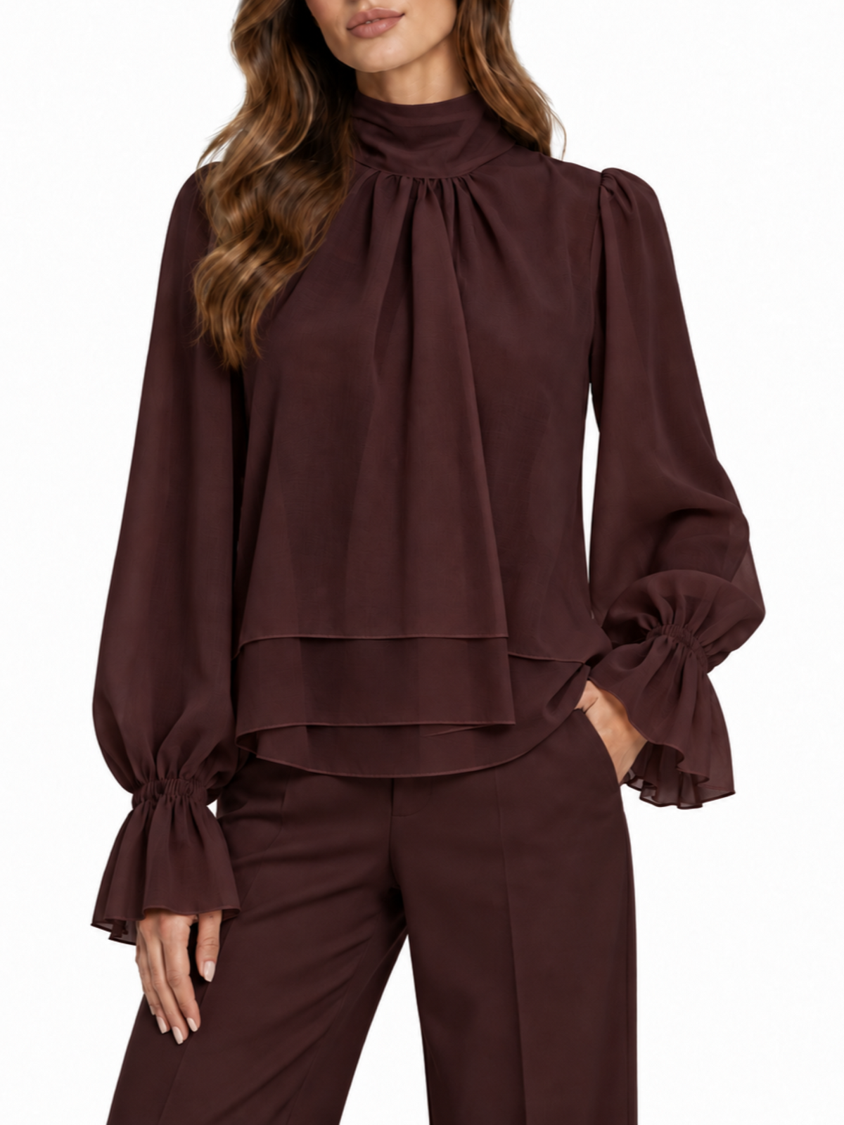 Vicolo blusa donna con fusciacca misto lyocell borgogna TAC0430 BORGOGNA VICOLO