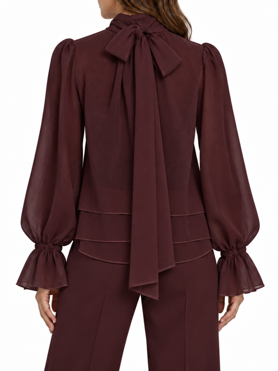 Vicolo blusa donna con fusciacca misto lyocell borgogna TAC0430 BORGOGNA VICOLO