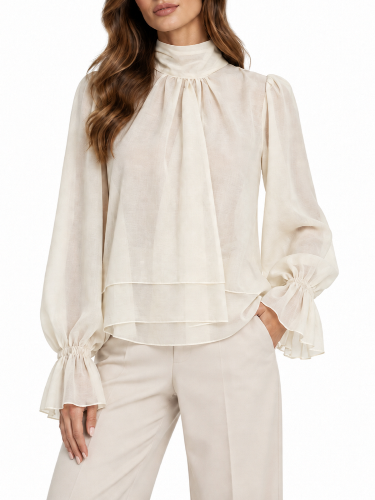 Vicolo blusa donna con fusciacca misto lyocell color crema TAC0430 VANIGLIA VICOLO