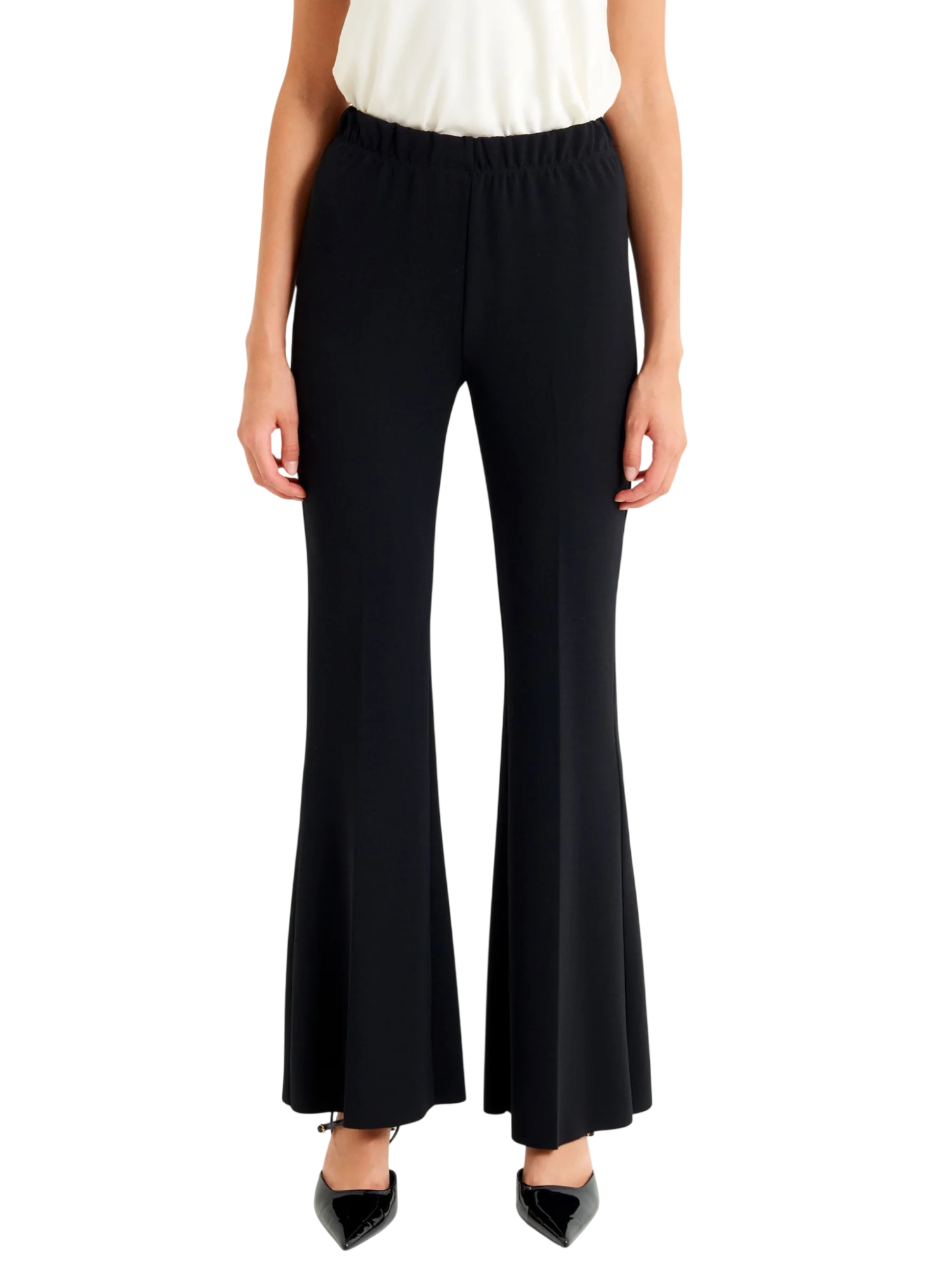 Vicolo pantaloni a zampa donna in tessuto crepe nero TAC0452 NERO VICOLO