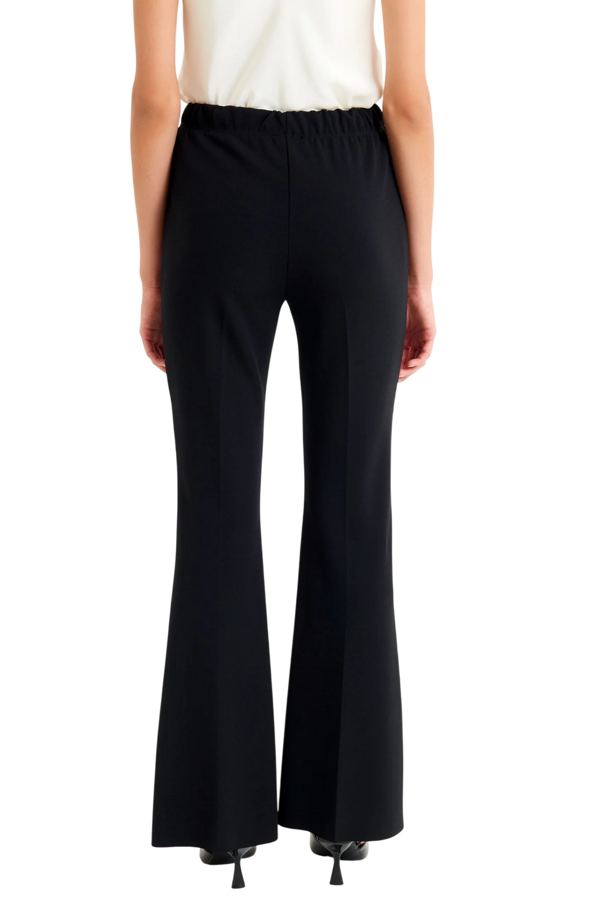 Vicolo pantaloni a zampa donna in tessuto crepe nero TAC0452 NERO VICOLO