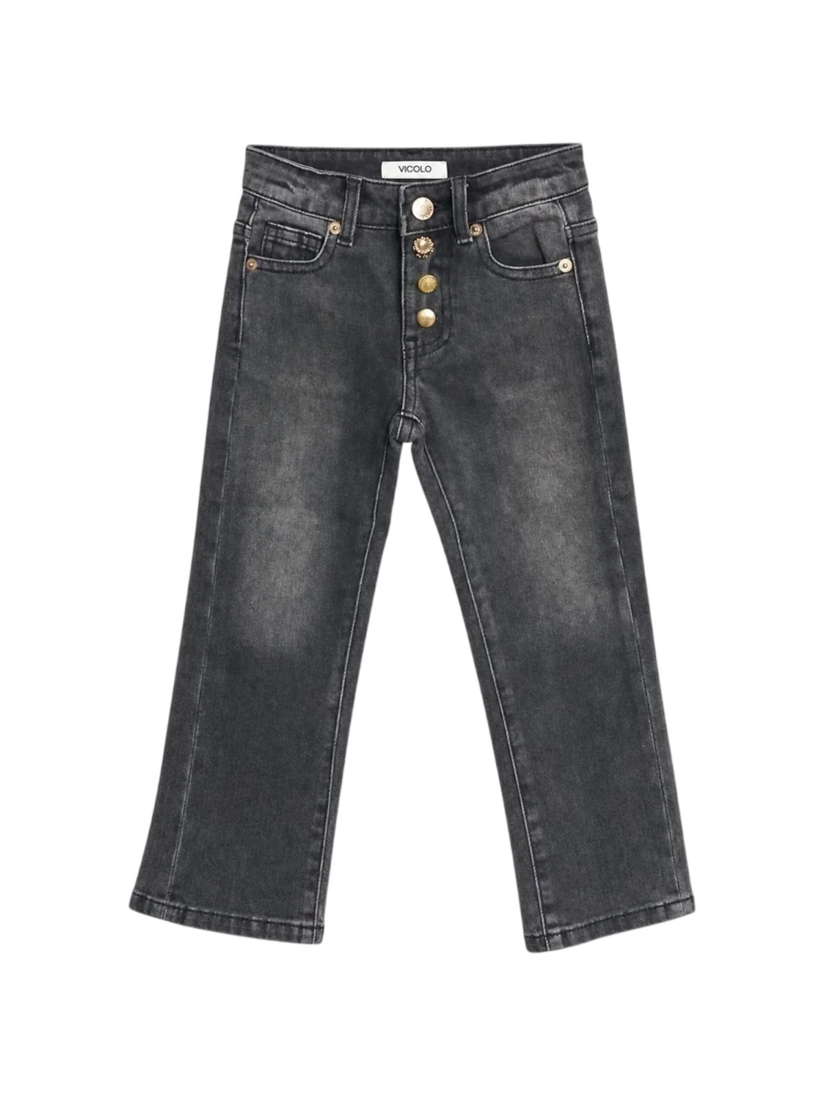 Vicolo jeans bambina slim con bottoni gioiello lavaggio grigio 3141PD00375 GREY VICOLO GIRL