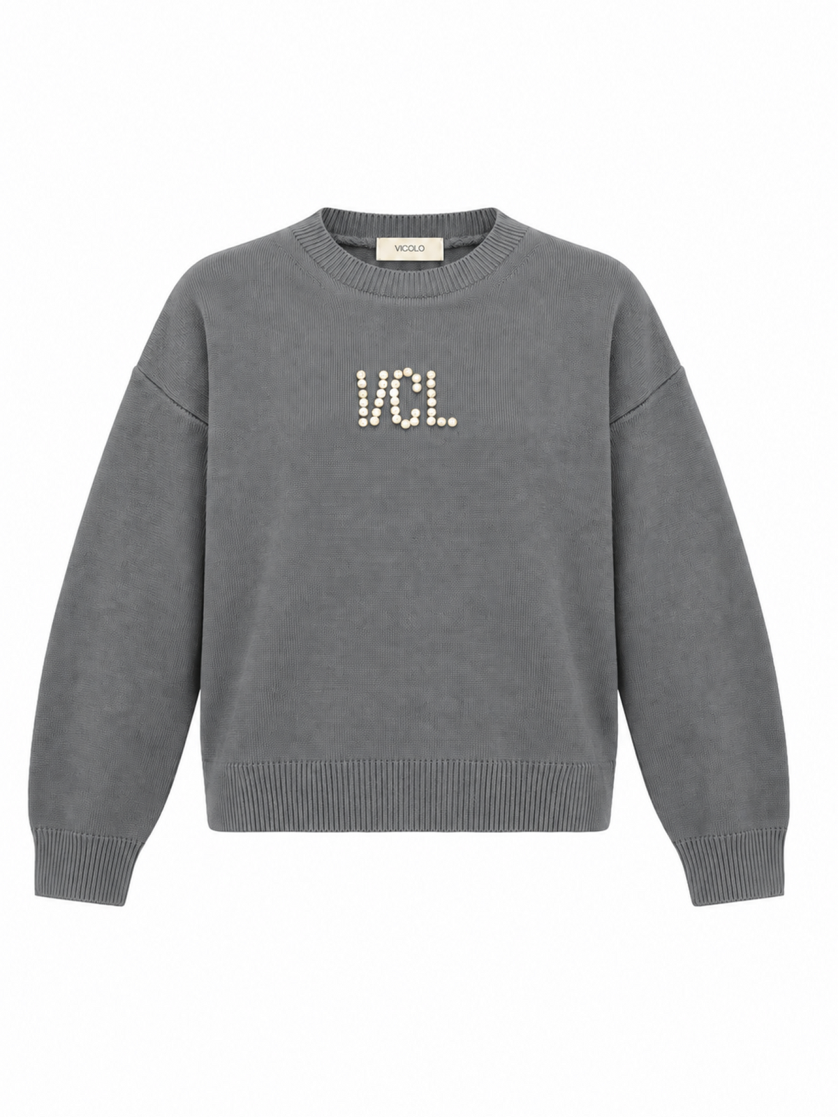 Vicolo Girl maglia bambina misto lana con logo gioiello grigio melange 3141WZ00431 GREY VICOLO GIRL