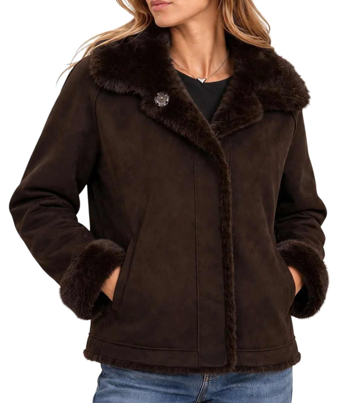 Yes Zee giubbino reversibile donna in ecopelliccia marrone G021-KJ00 0232 YES-ZEE