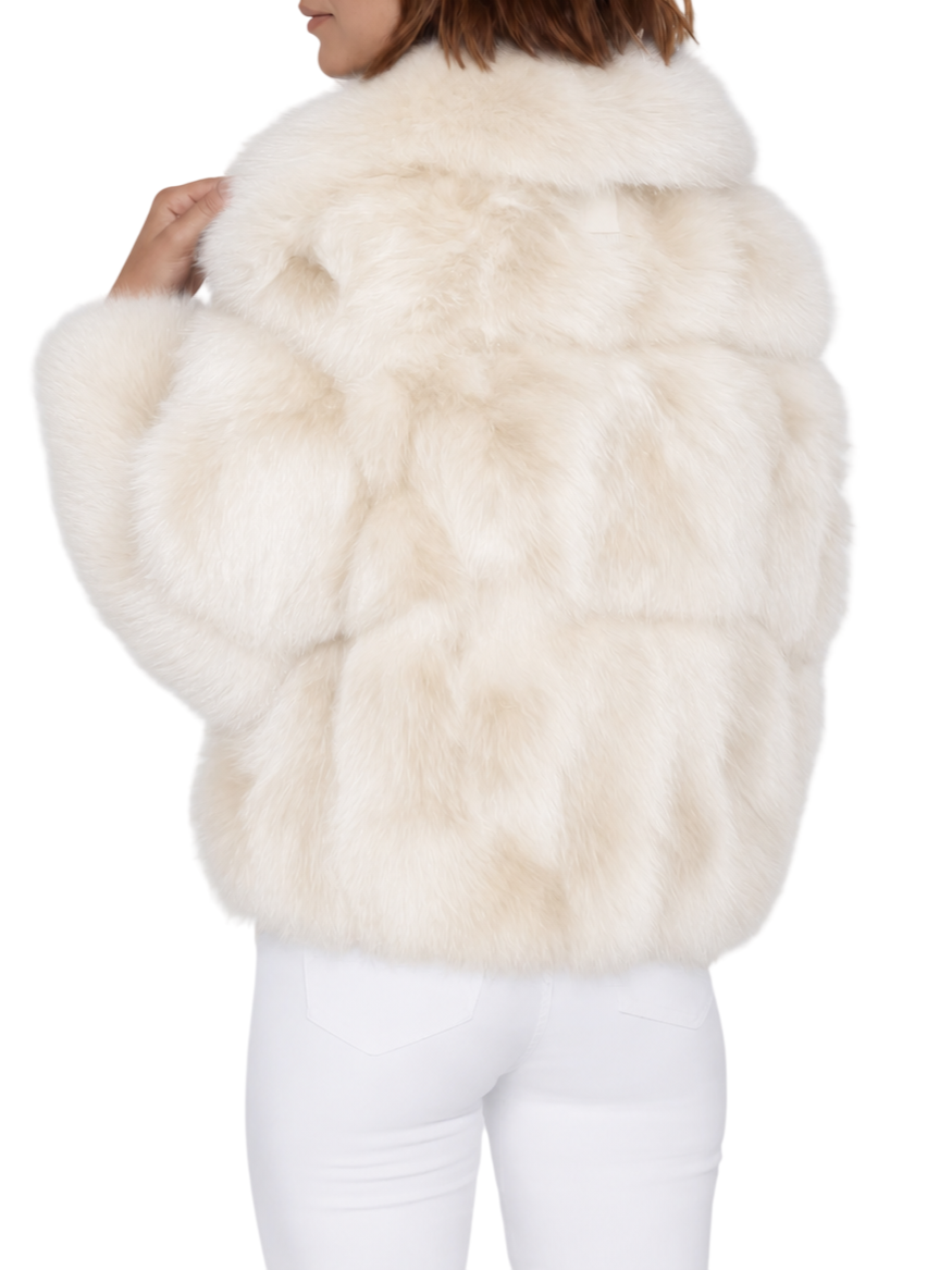 Yes Zee pelliccia ecologica donna con zip panna G035-KO00 0157 YES-ZEE