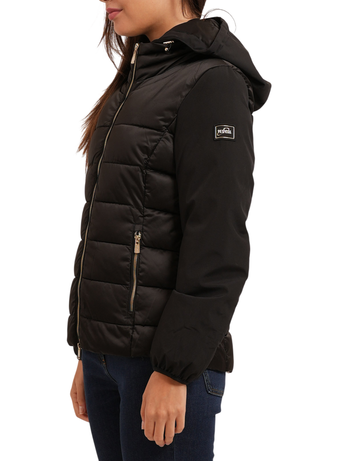 Yes Zee piumino donna con cappuccio nero J045-M500 0801 YES-ZEE