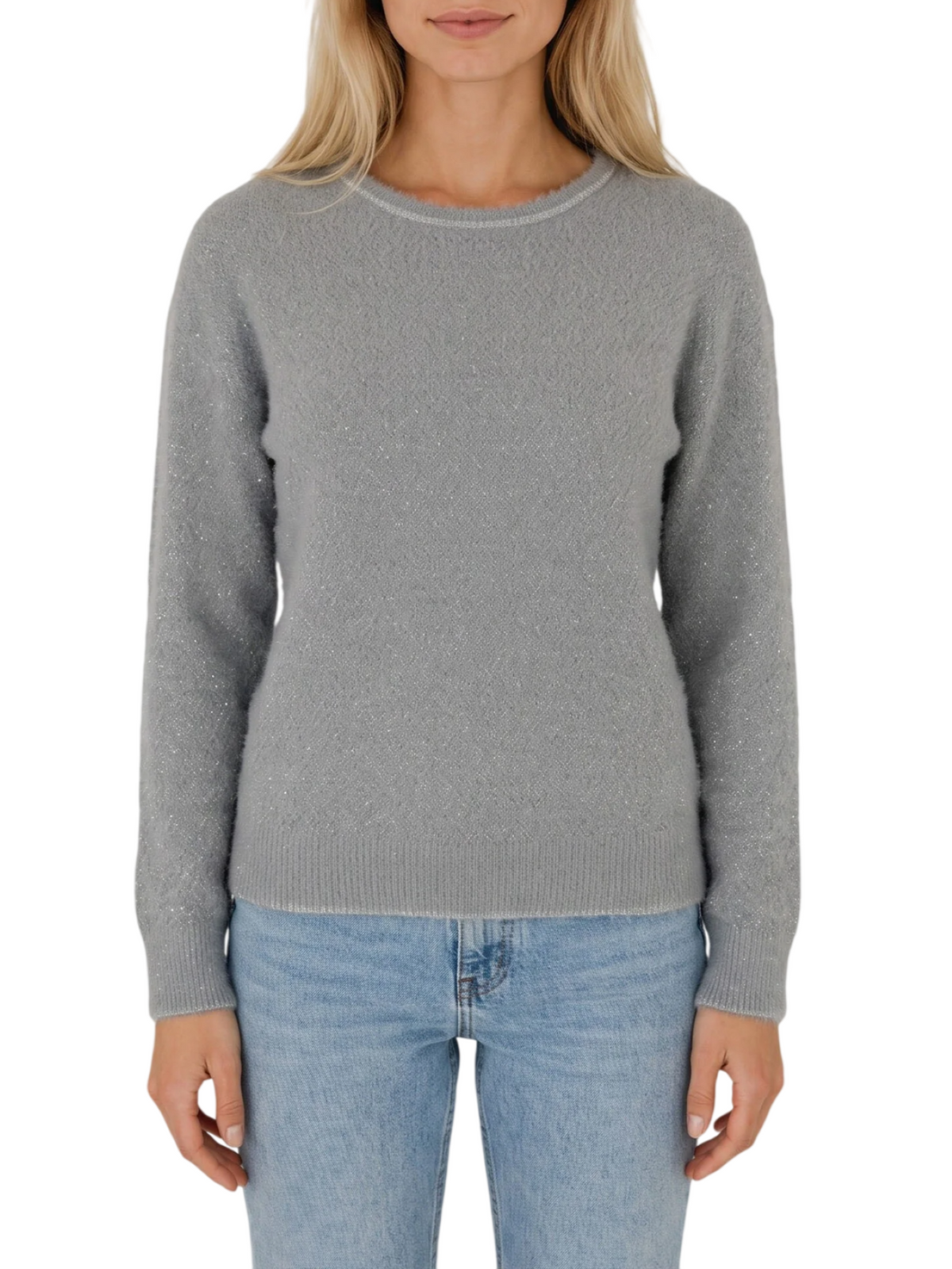 Yes Zee maglia donna con trama lurex grigio M028-IS00 0842 YES-ZEE