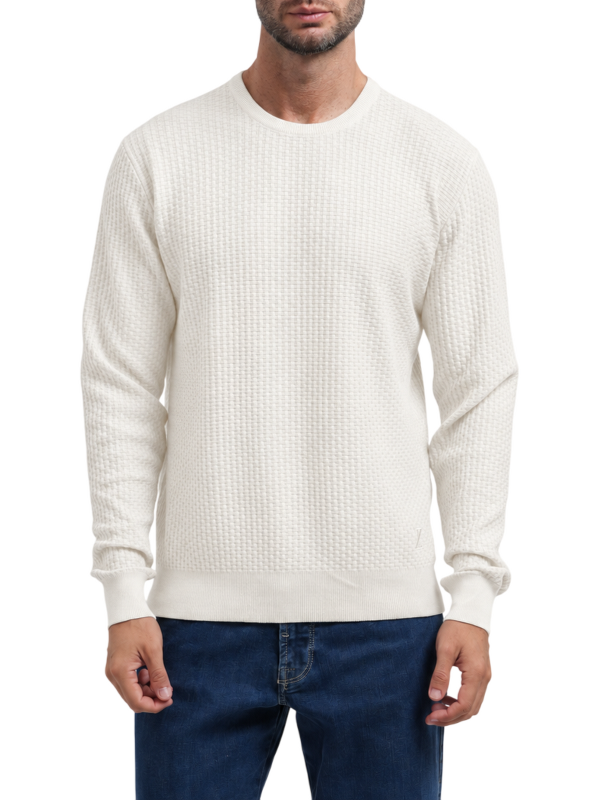 Yes Zee maglia uomo girocollo misto viscosa avorio M859-ML00 0157 YES-ZEE