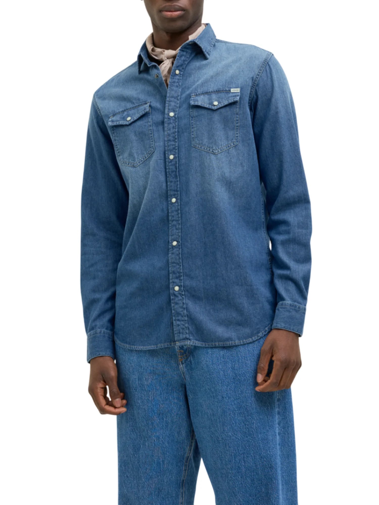 Jack&Jones camicia di jeans uomo lavaggio blu 12138115 MEDIUM BLUE DENIM JACK&JONES