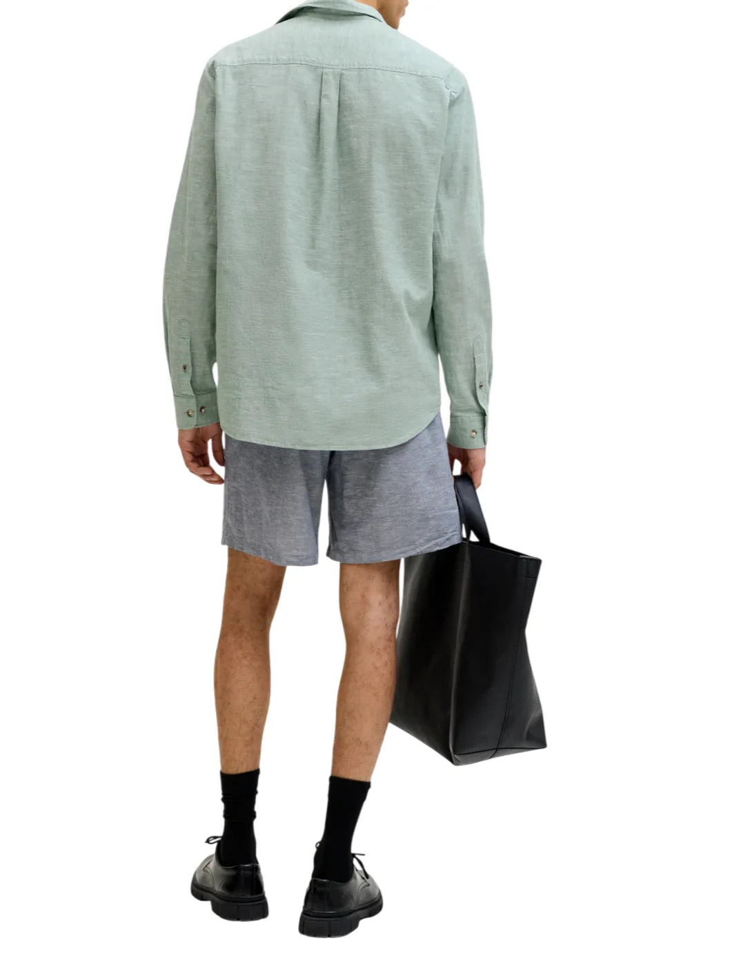 Jack&Jones camicia uomo manica lunga misto lino verde salvia 12289174 GRANITE GREEN JACK&JONES
