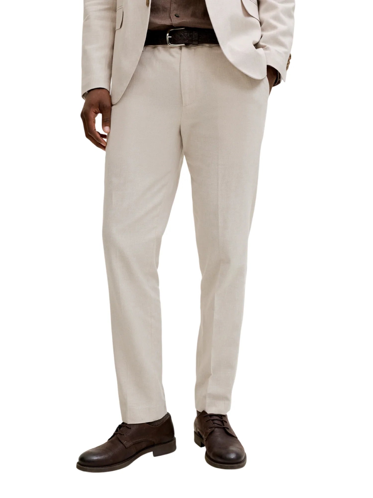 Jack&Jones pantaloni slim uomo misto lino ecrù 12291807 ANCIENT SCROLL JACK&JONES