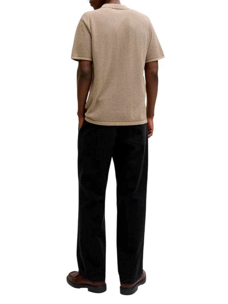 Jack&Jones polo in maglia traforata uomo beige 12293340 STRING JACK&JONES
