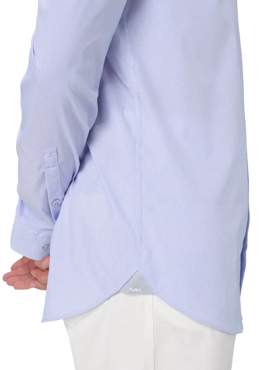 Michael Kors camicia manica lunga slim fit a righe celeste bianco MK0DS01258 M455 MICHAEL KORS