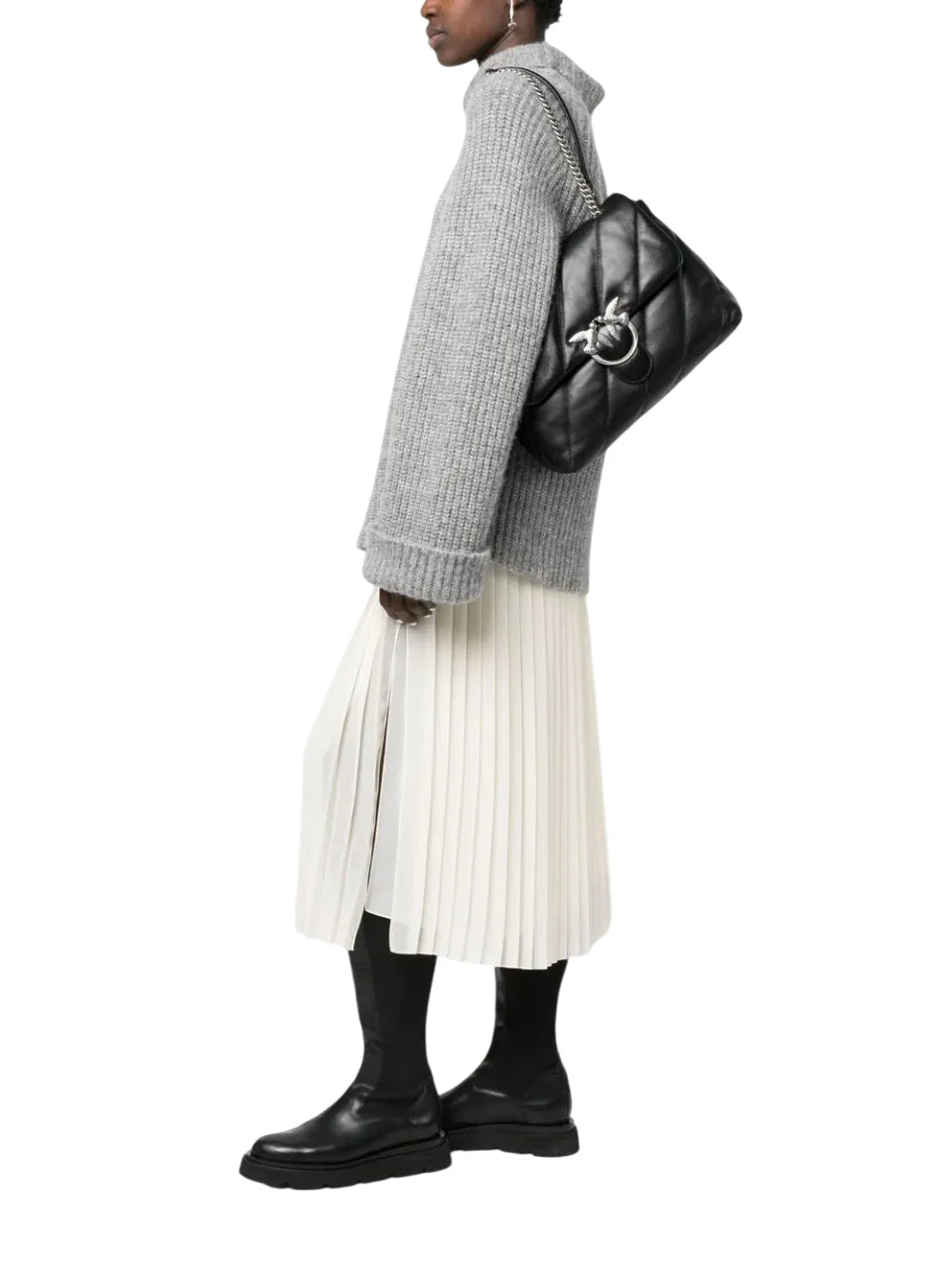 Pinko borsa Love Big Puff Maxi Quilt in pelle trapuntata bianco argento 100037-A0F2 Z99O PINKO