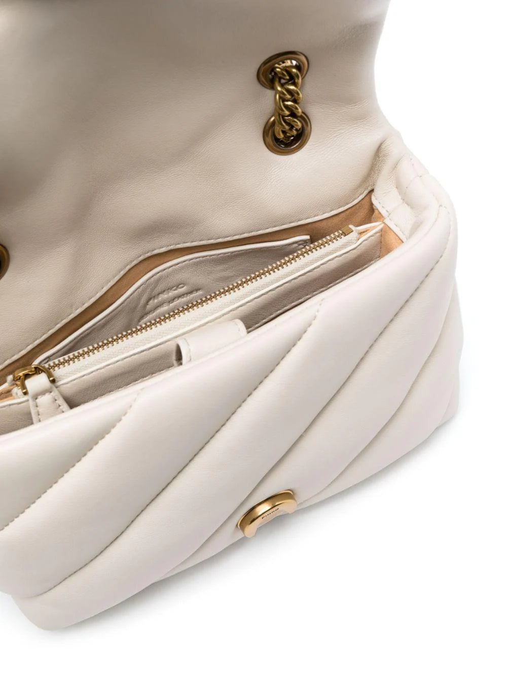 Pinko borsa a spalla Love Bag Mini Puff in pelle trapuntata bianco oro 100039-A0F2 Z14Q PINKO