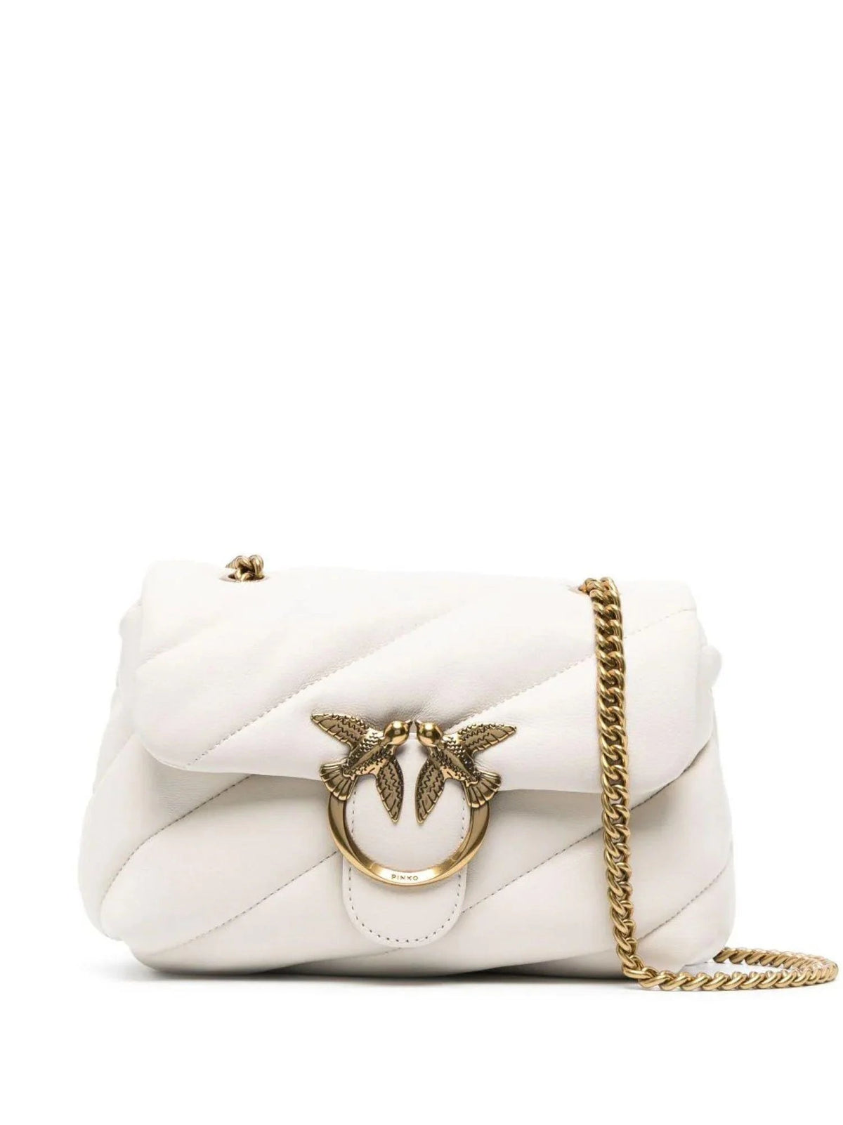 Pinko borsa a spalla Love Bag Mini Puff in pelle trapuntata bianco oro 100039-A0F2 Z14Q PINKO