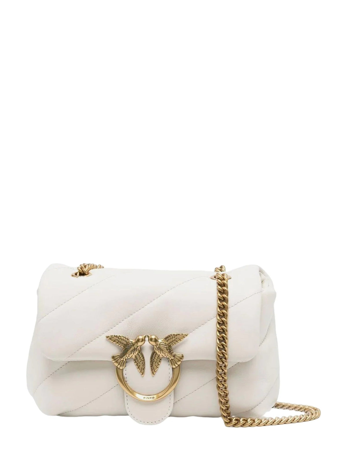 Pinko borsa a spalla Love Bag Mini Puff in pelle trapuntata bianco oro 100039-A0F2 Z14Q PINKO
