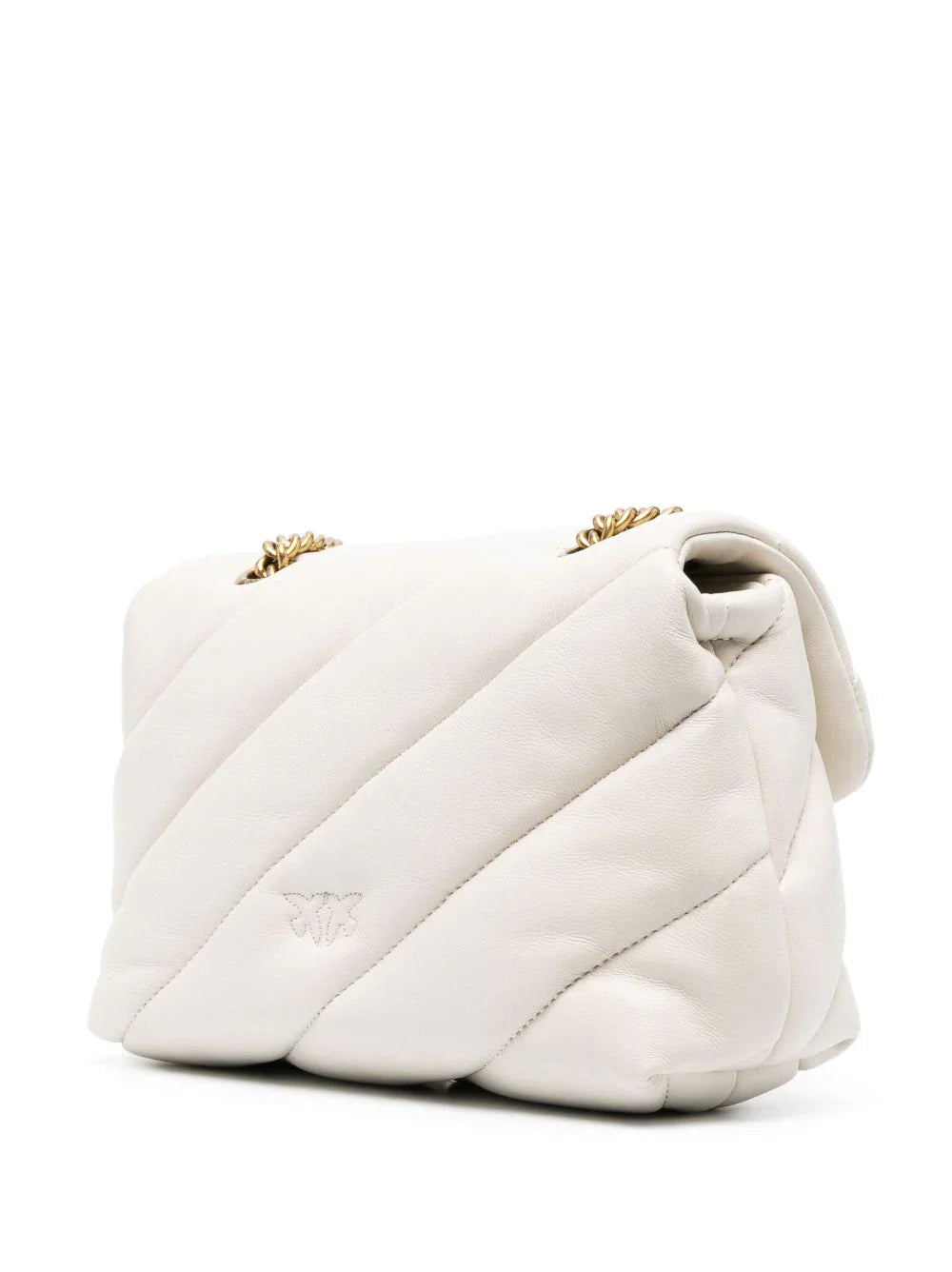 Pinko borsa a spalla Love Bag Mini Puff in pelle trapuntata bianco oro 100039-A0F2 Z14Q PINKO