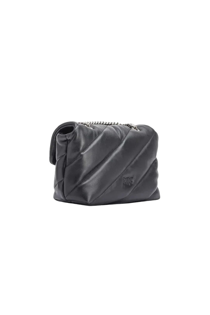 Pinko borsa Love Bag Mini Puff in pelle trapuntata nero argento 100039-A0F2 Z99O PINKO