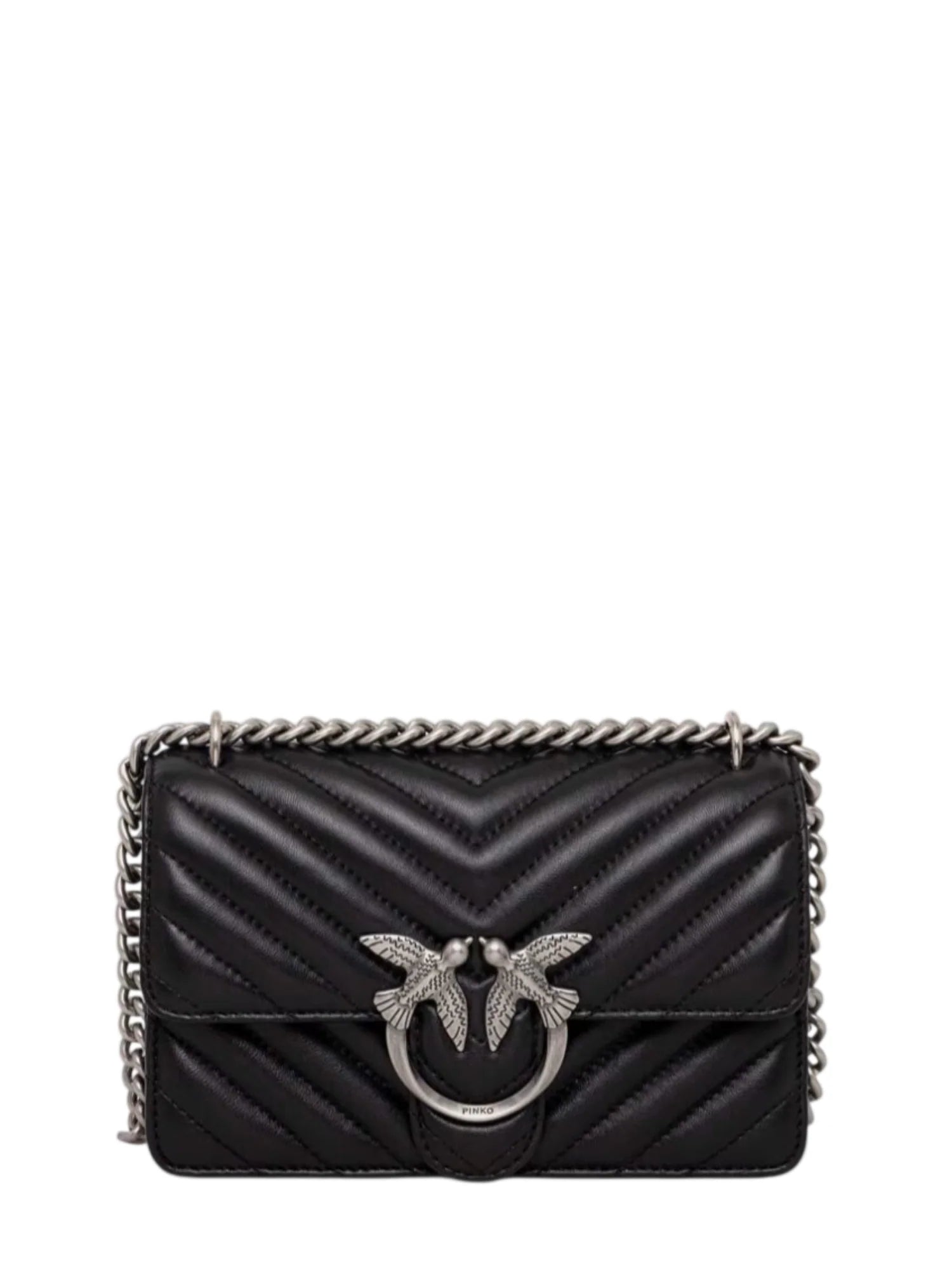 Pinko borsa Love Bag One Mini in pelle trapuntata nero argento 100074-A0GK Z99O PINKO