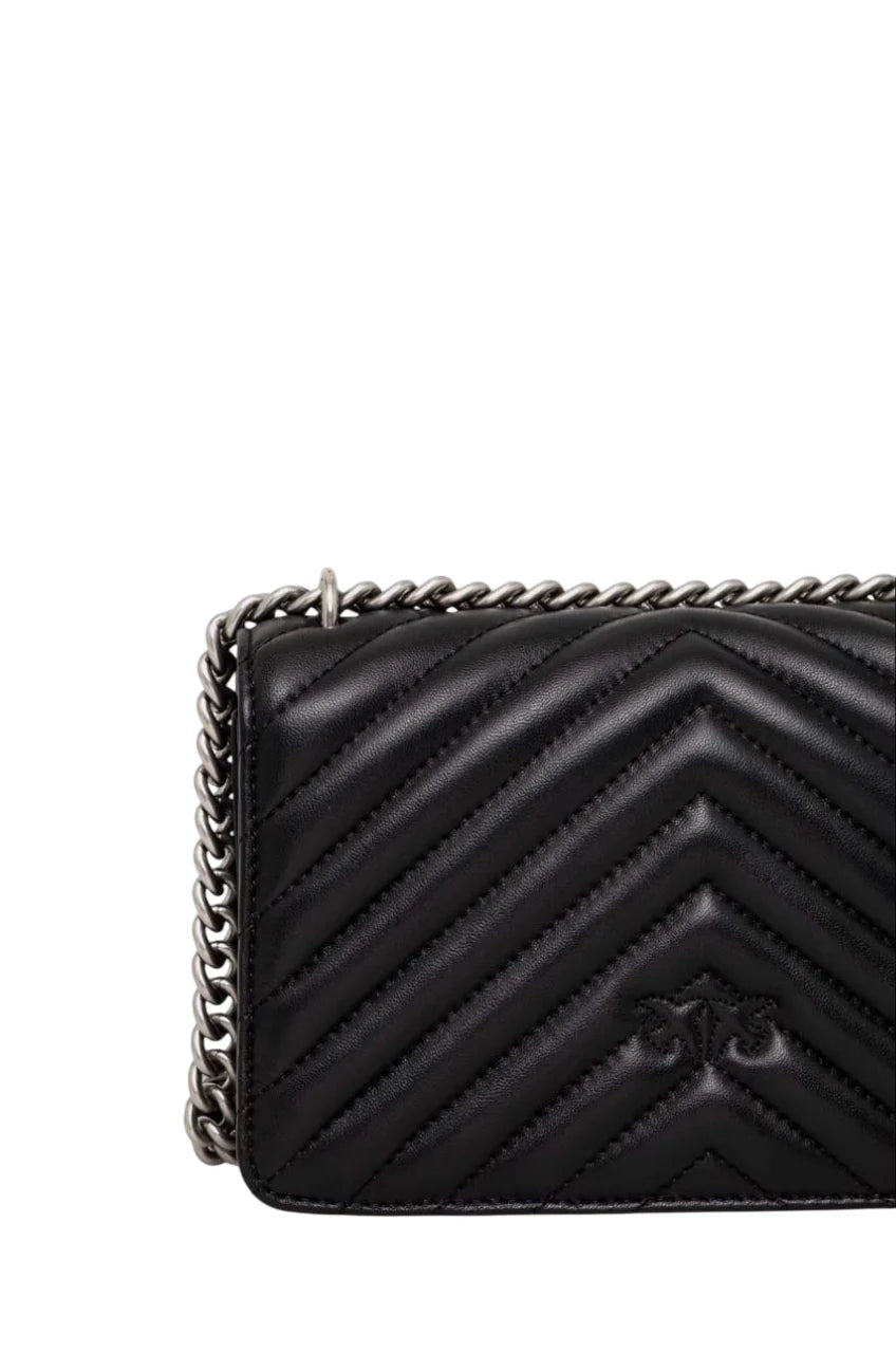 Pinko borsa Love Bag One Mini in pelle trapuntata nero argento 100074-A0GK Z99O PINKO
