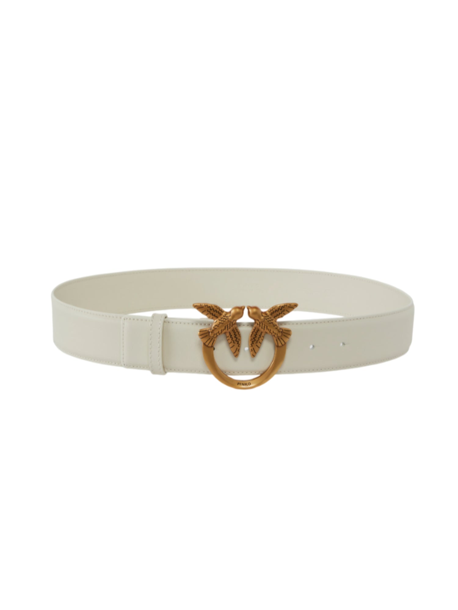 Pinko cintura in pelle con fibbia Love Birds h3 bianco oro 100125-A0F1 Z14Q PINKO