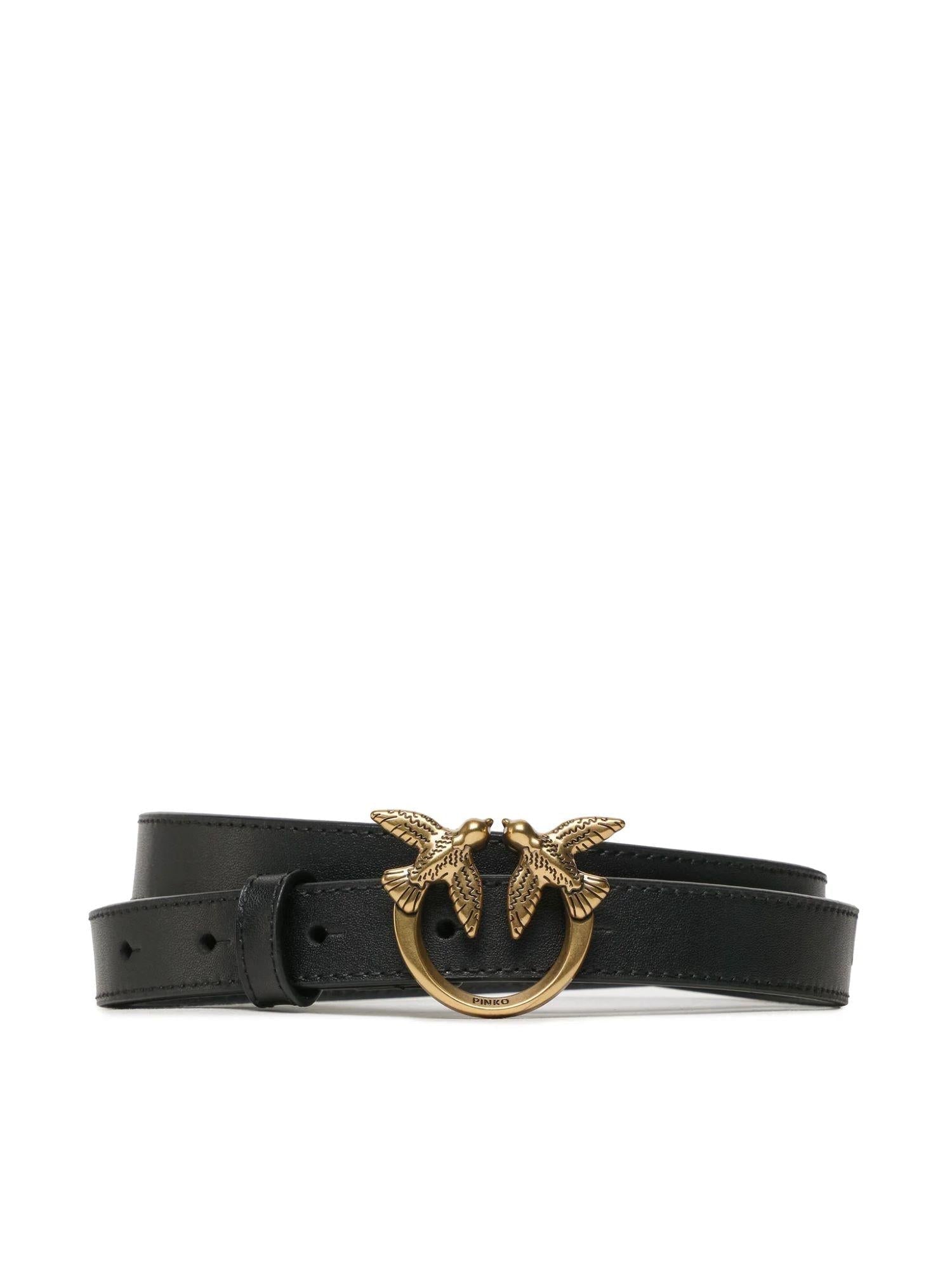Pinko cintura Love Berry h2 in pelle nero oro 100143-A0F1 Z99Q PINKO