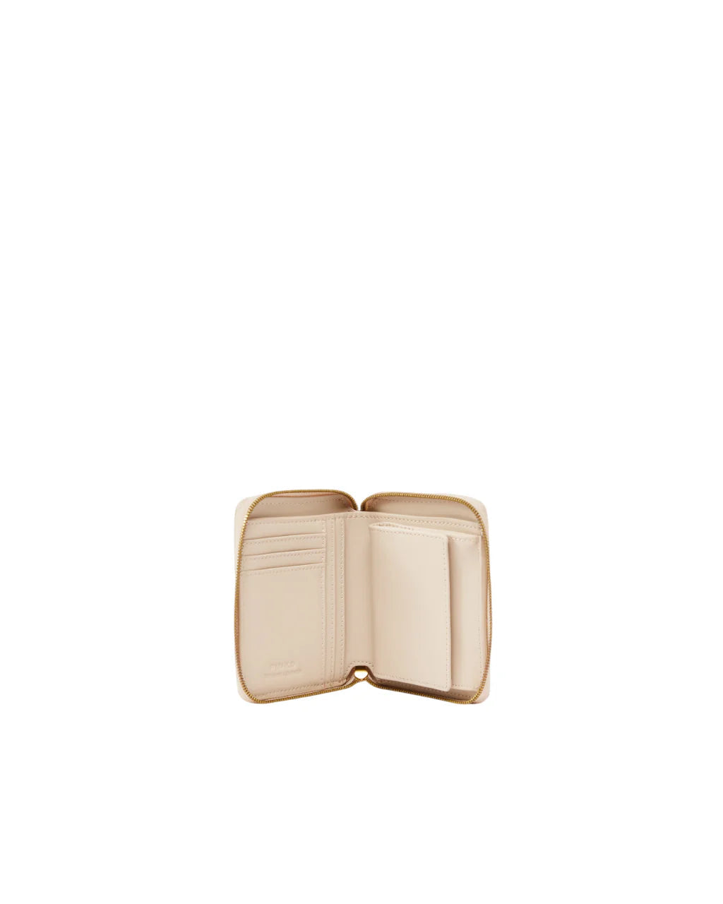 Pinko portafogli in pelle Taylor con zip beige oro 100249-A0F1 C50Q PINKO