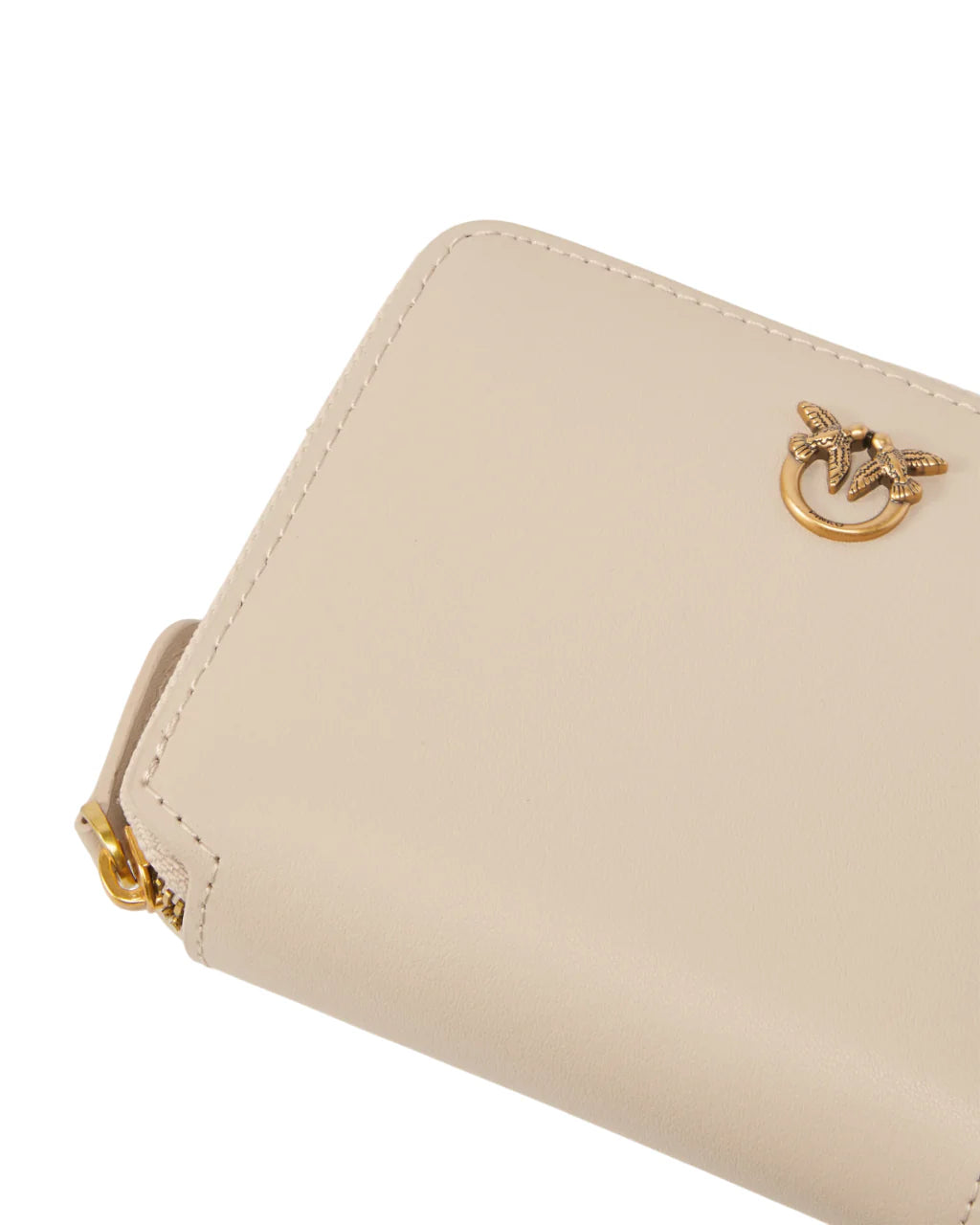 Pinko portafogli in pelle Taylor con zip beige oro 100249-A0F1 C50Q PINKO