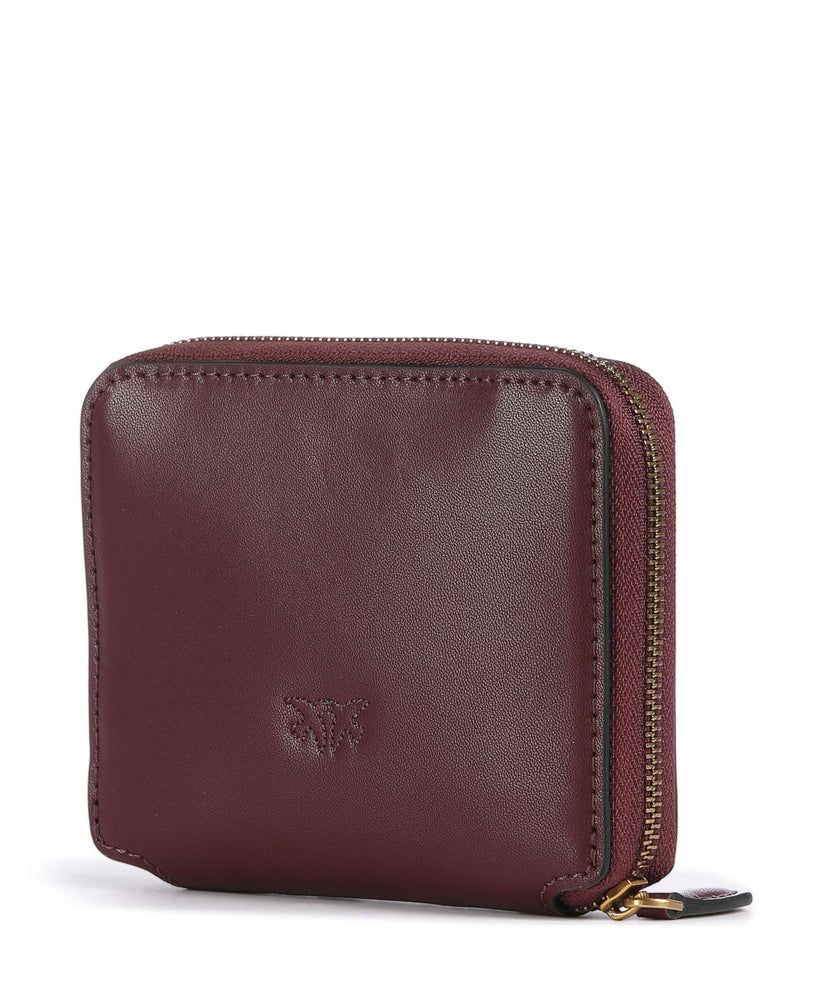 Pinko portafogli in pelle Taylor con zip bordeaux oro 100249-A0F1 WW5Q PINKO