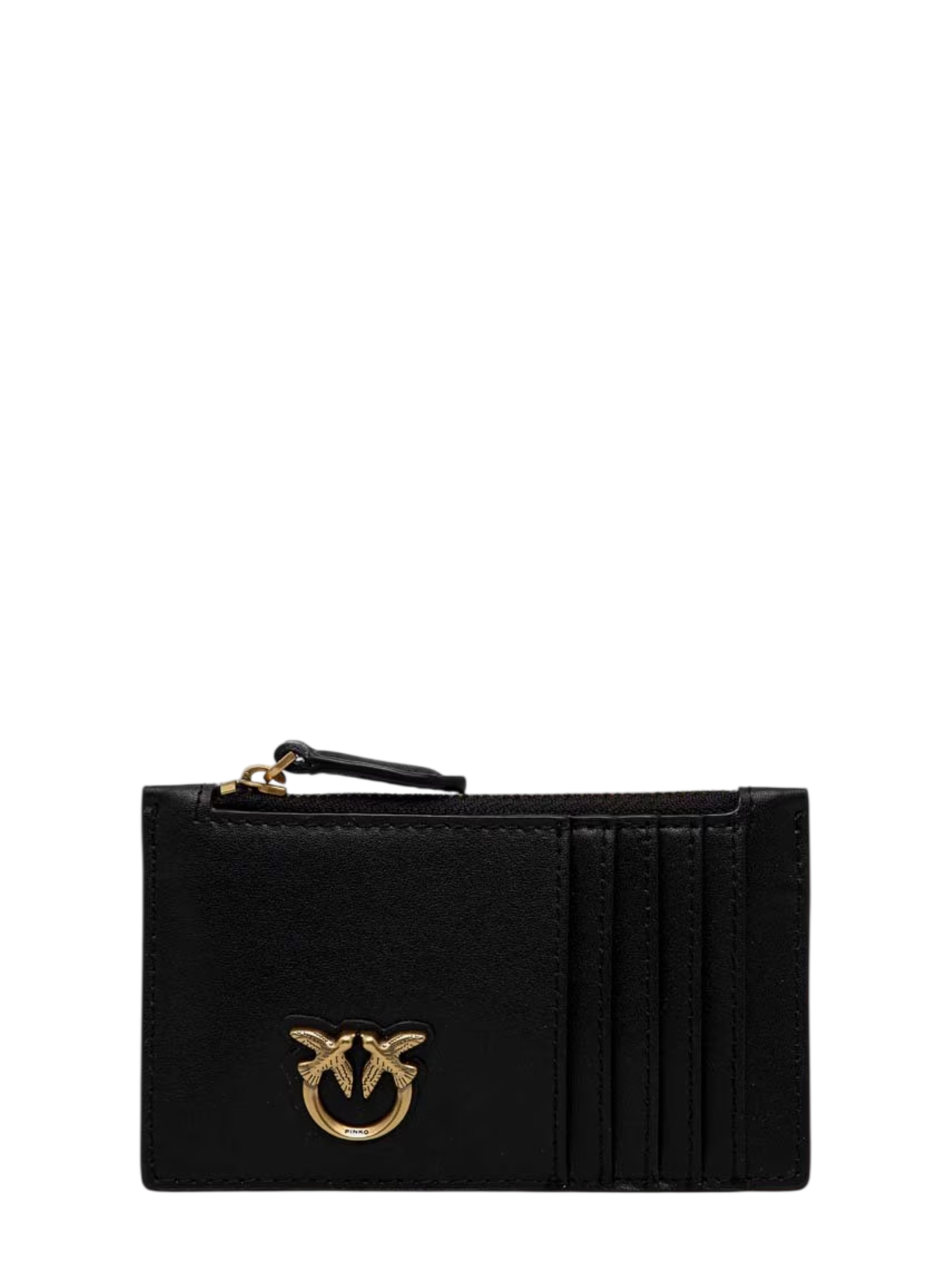Pinko portacarte Airone donna in pelle con logo nero 100251-A0F1 Z99Q PINKO