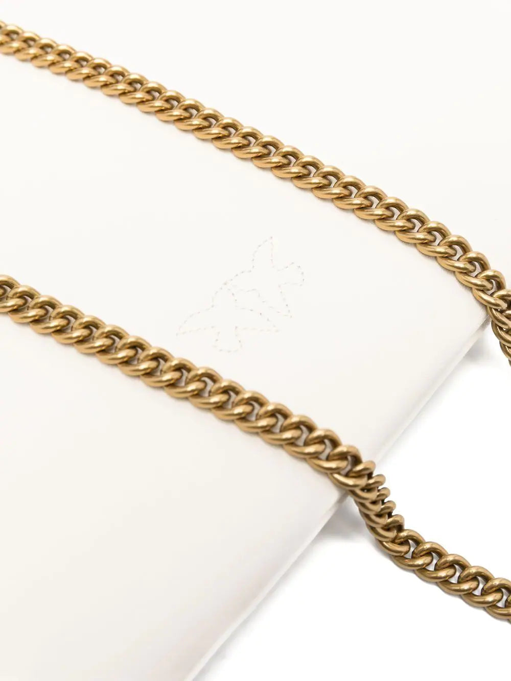 Pinko pochette Flat Classic in pelle con tracolla bianco oro 100455-A0F1 Z14Q PINKO
