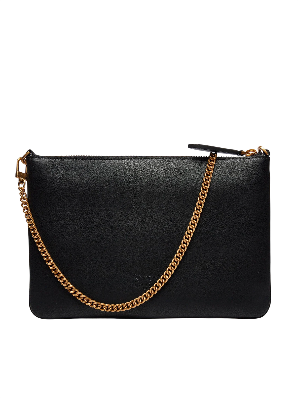 Pinko pochette Flat Classic in pelle con tracolla nero oro 100455-A0F1 Z99Q PINKO