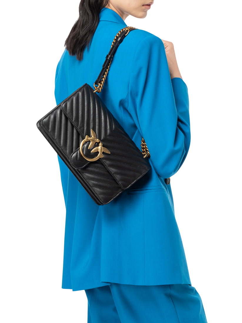 Pinko borsa Love Bag One Classic in pelle chevron nero oro 100941-A0GK Z99Q PINKO