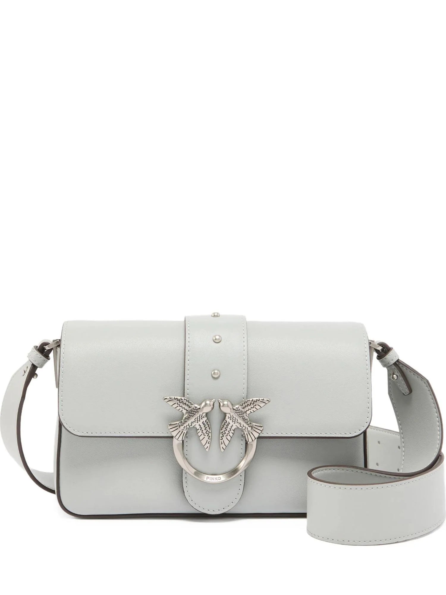 Pinko borsa Love Bag One Mini Slouchy in pelle grigio perla argento 104340-A0QO K32O PINKO