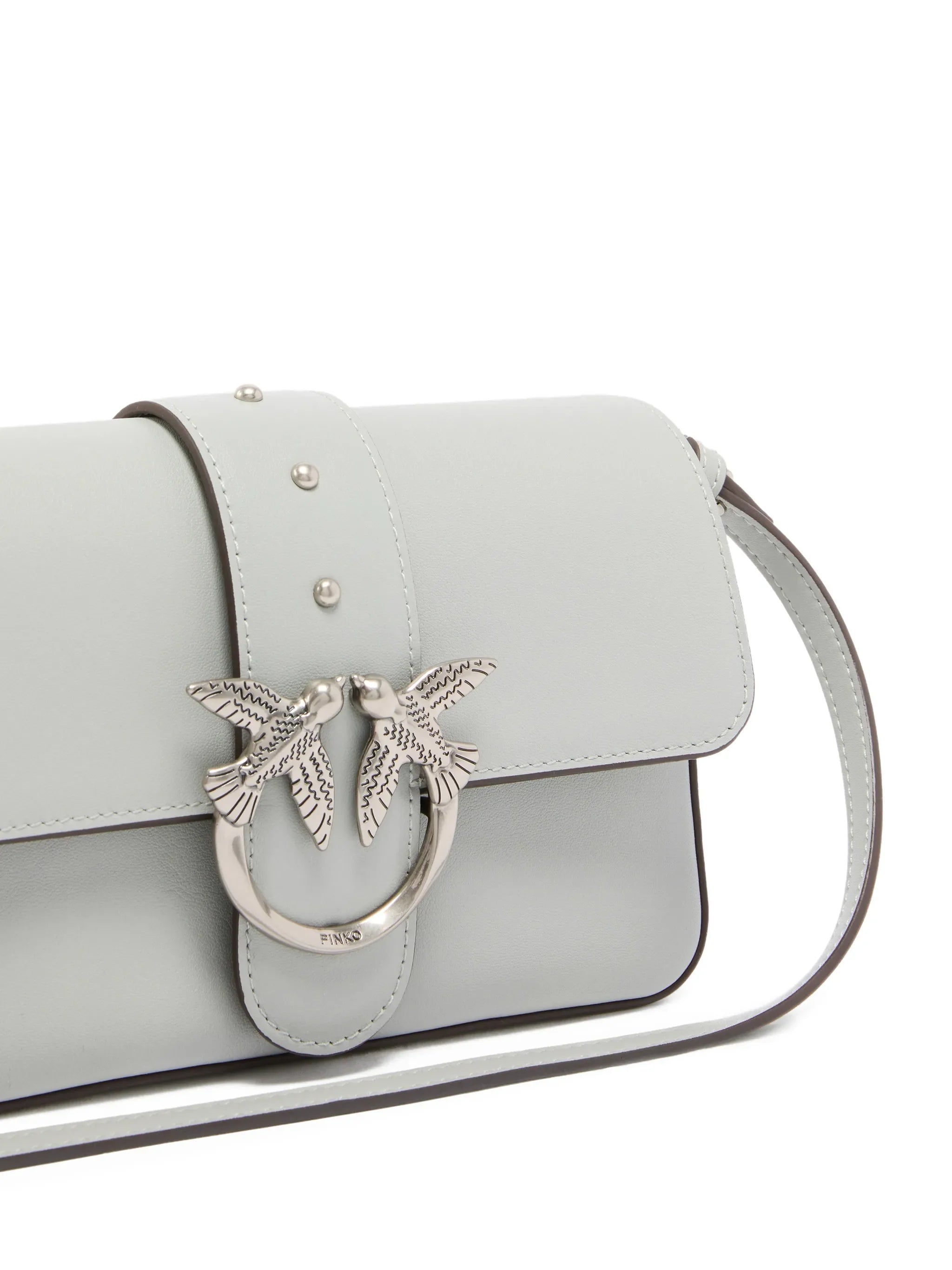 Pinko borsa Love Bag One Mini Slouchy in pelle grigio perla argento 104340-A0QO K32O PINKO