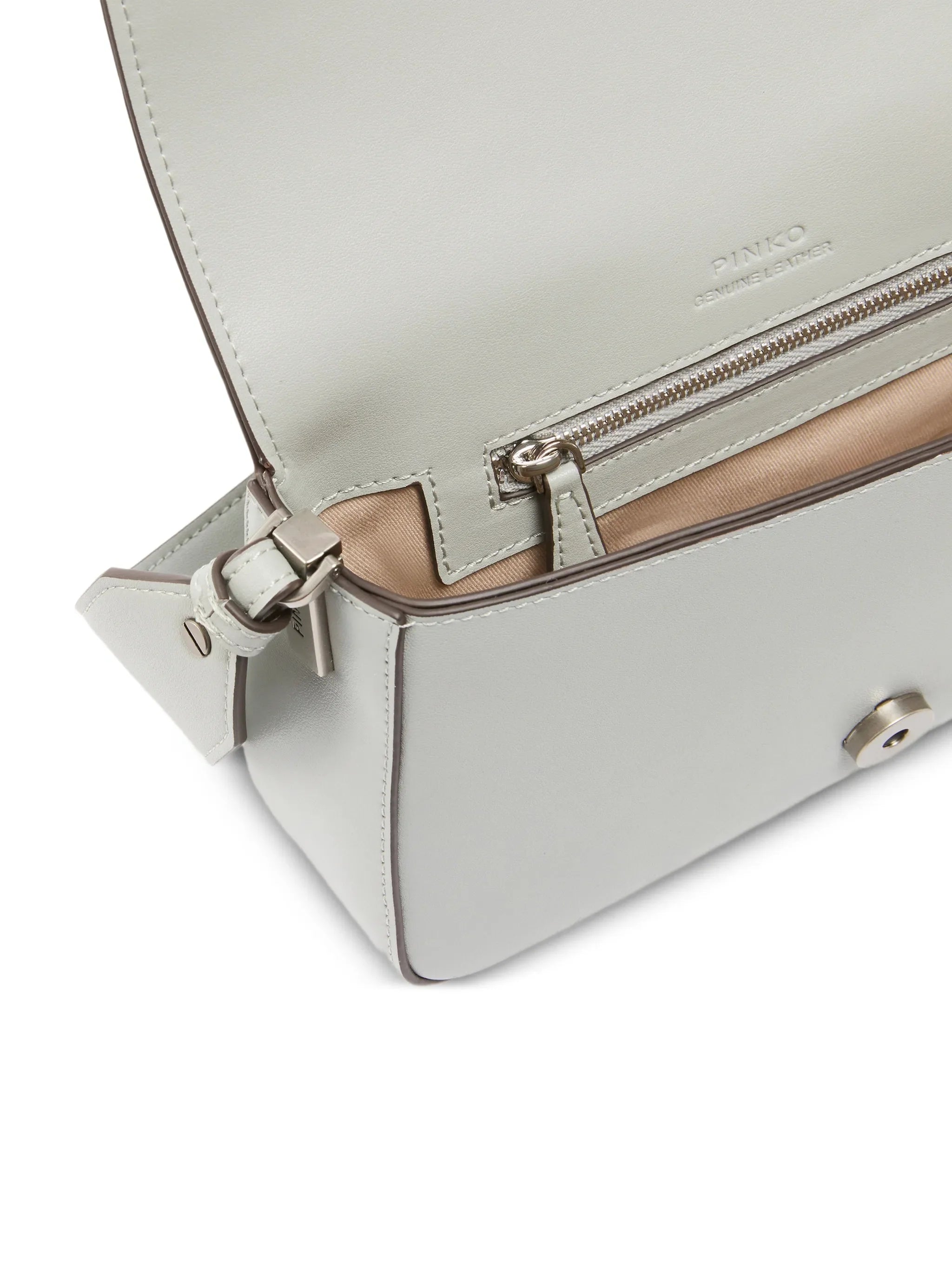 Pinko borsa Love Bag One Mini Slouchy in pelle grigio perla argento 104340-A0QO K32O PINKO