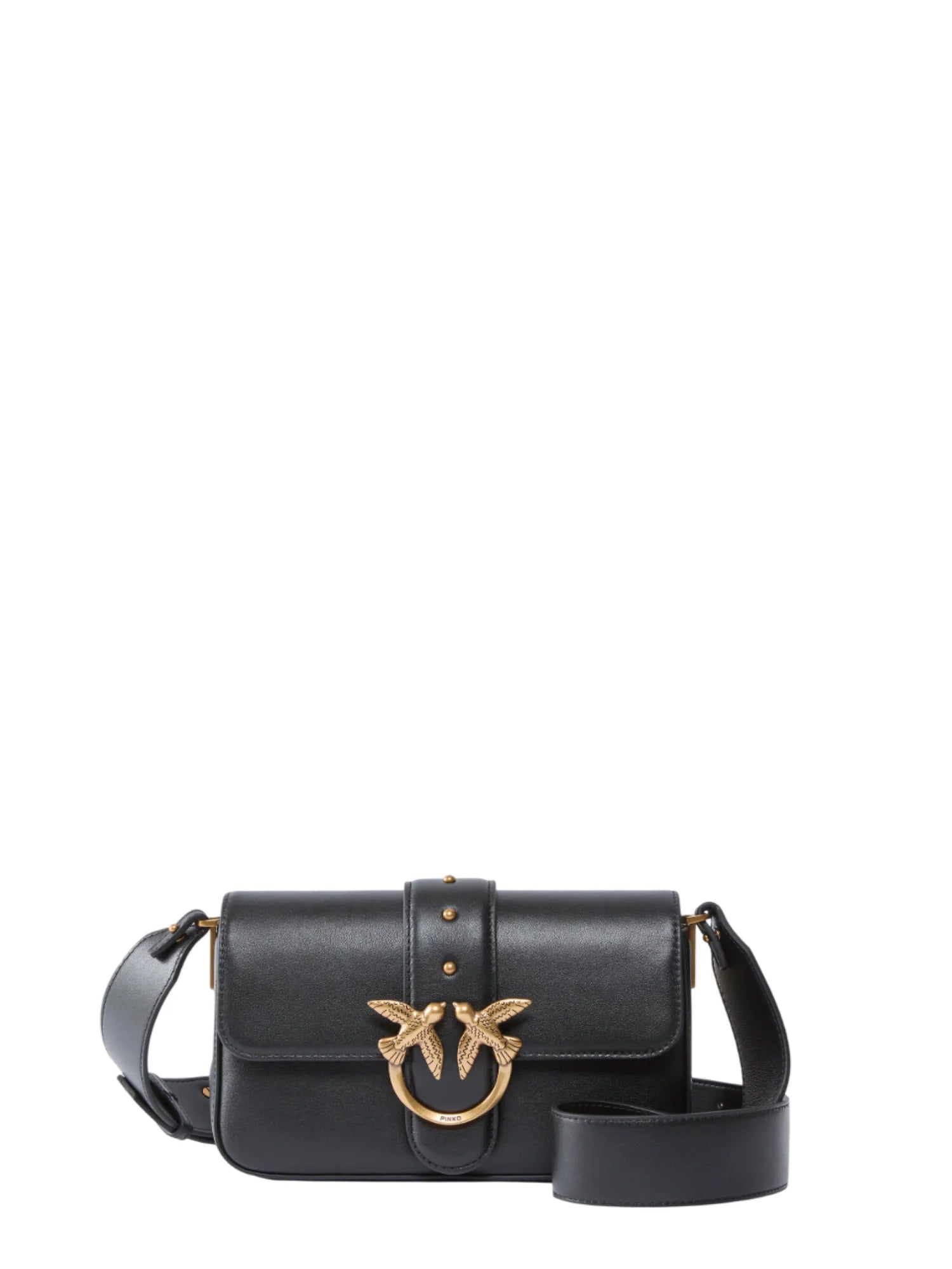 Pinko borsa Love Bag One Mini Slouchy in pelle nero oro 104340-A0QO Z99Q PINKO