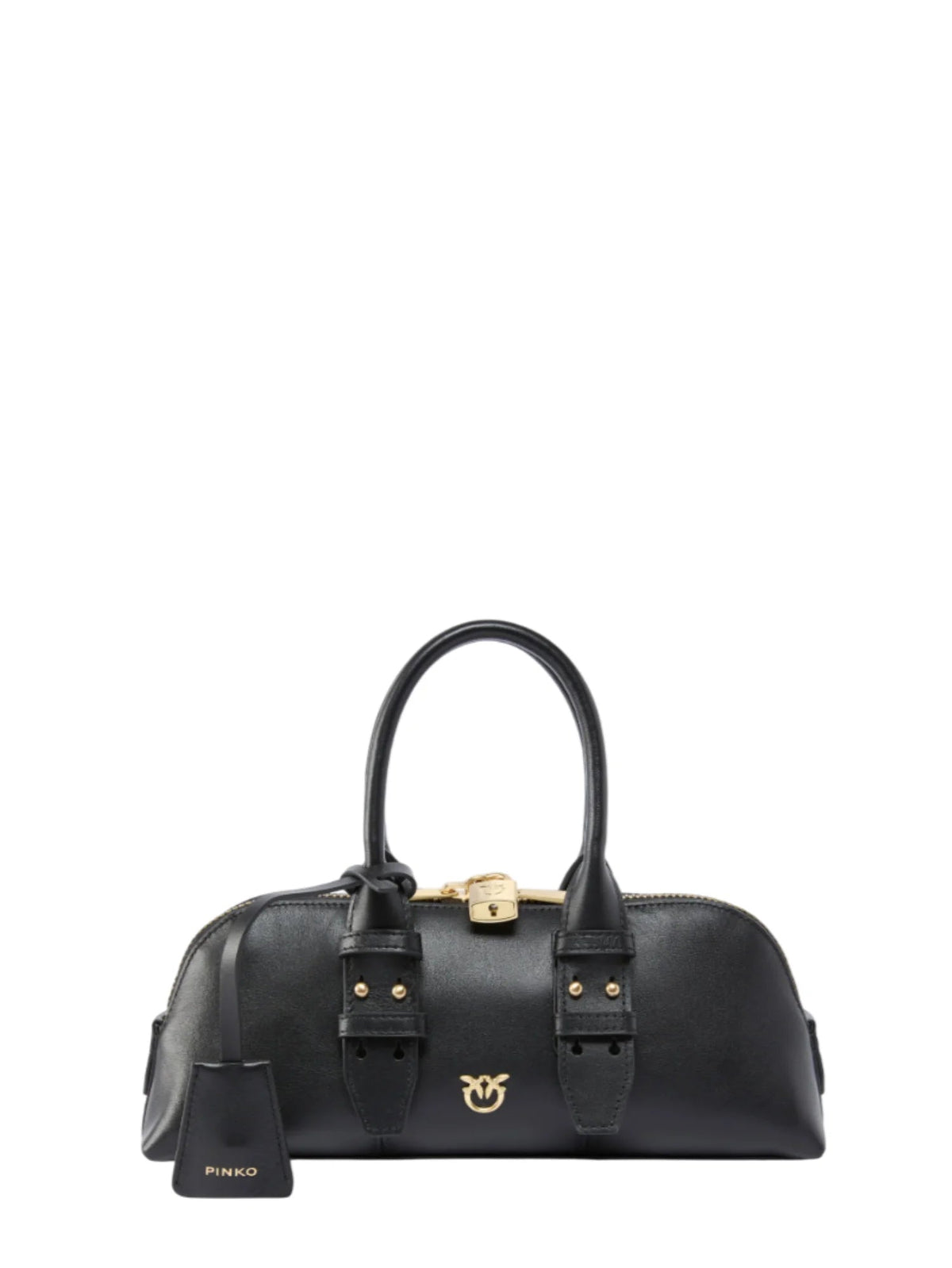 Pinko borsa Bowling Bag Horizontal in pelle nero oro 105334-A0QO Z99Q PINKO