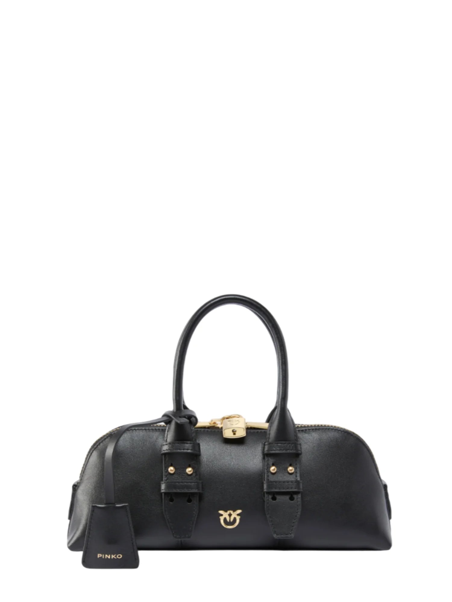 Pinko borsa Bowling Bag Horizontal in pelle nero oro 105334-A0QO Z99Q PINKO