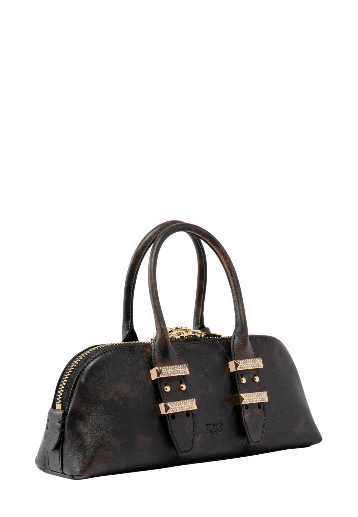 Pinko borsa a mano Bowling Bag Horizontal Cloud in pelle marrone 105334-A3LO L64Y PINKO