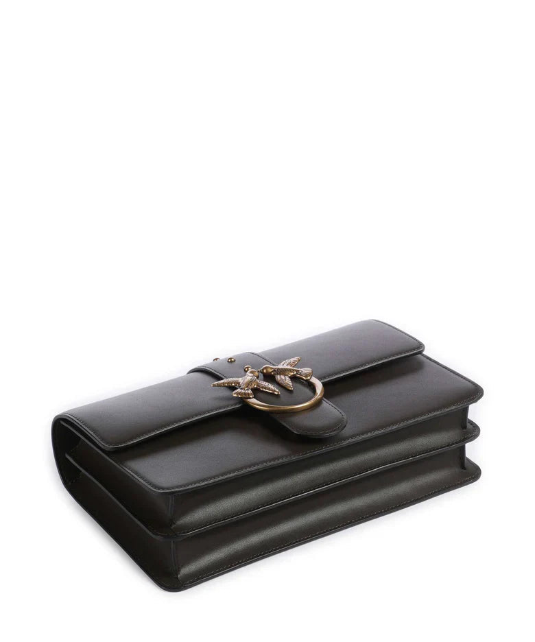 Pinko borsa a tracolla Love One Classic in pelle verde fango oro 105857-A0F1 K35Q PINKO