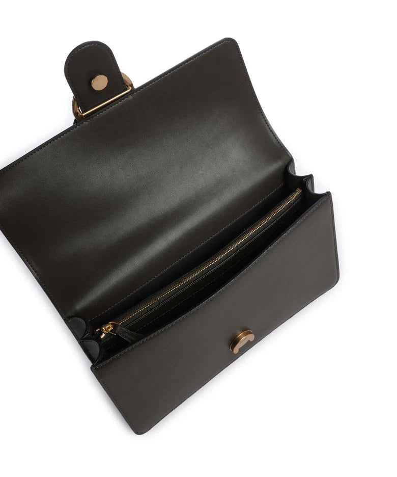 Pinko borsa a tracolla Love One Classic in pelle verde fango oro 105857-A0F1 K35Q PINKO