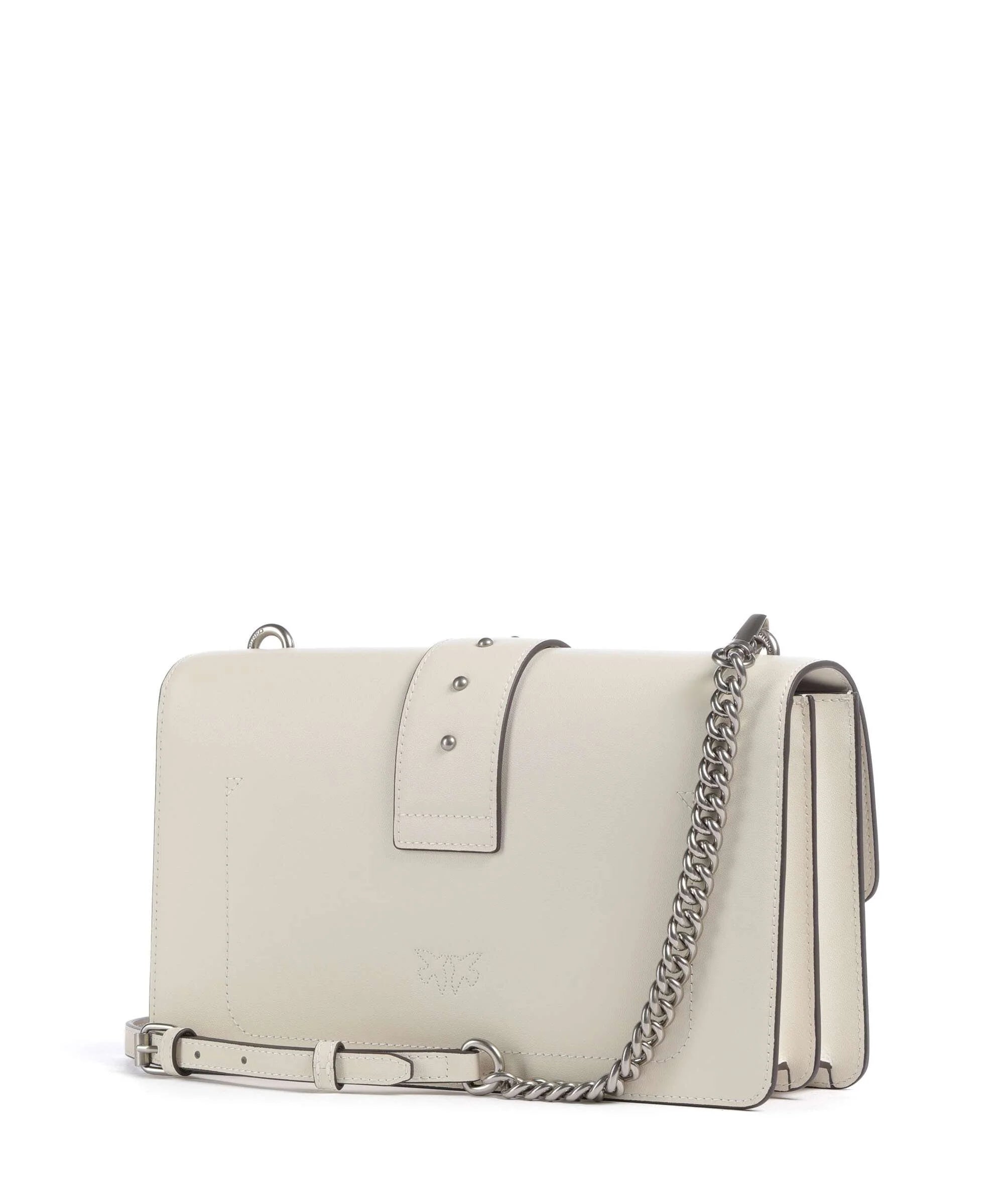 Pinko borsa a tracolla Love One Classic in pelle bianco argento 105857-A0F1 Z14O PINKO