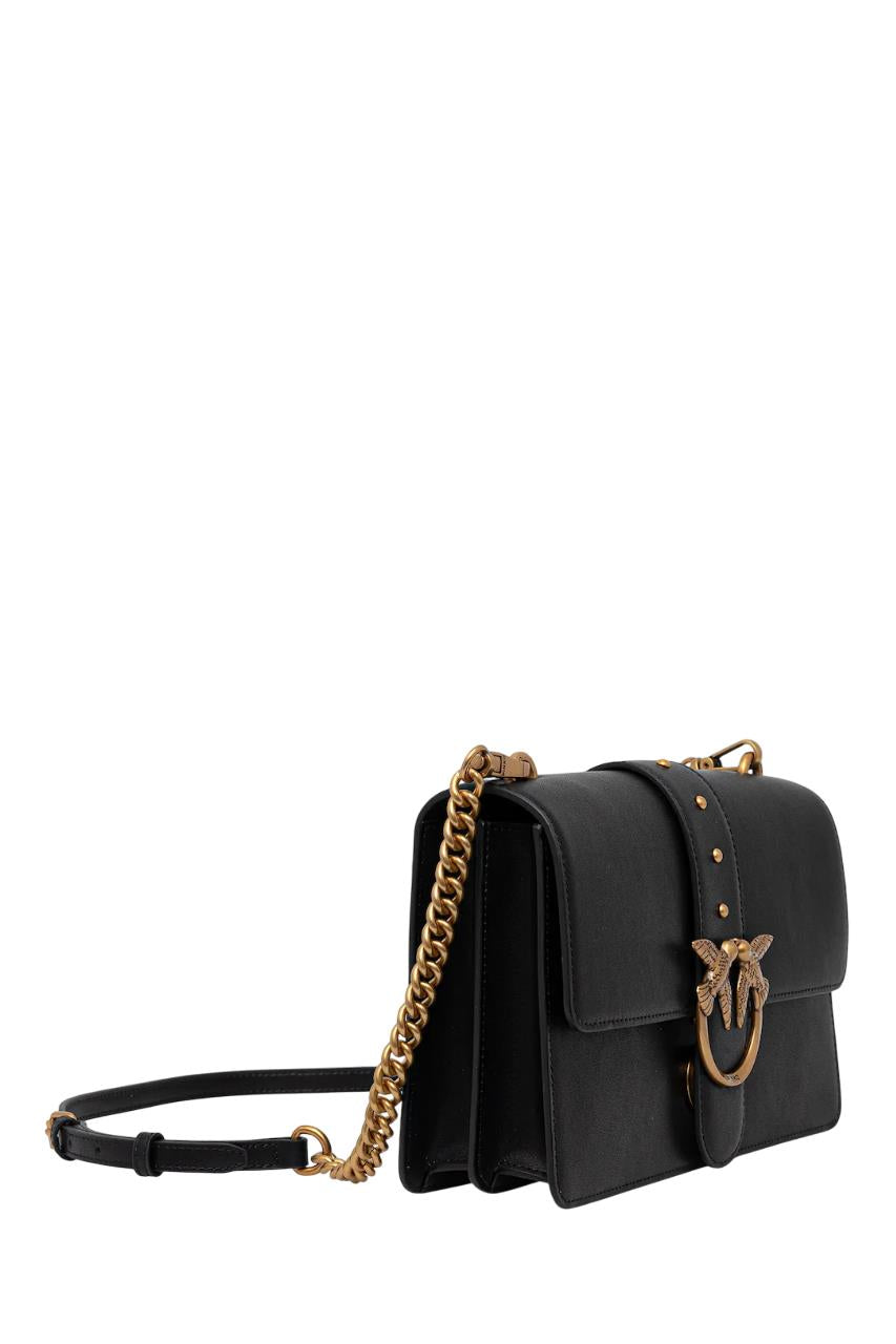 Pinko borsa a tracolla Love One Classic in pelle nero oro 105857-A0F1 Z99Q PINKO