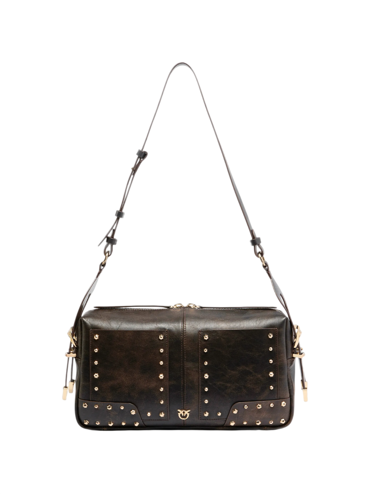 Pinko borsa a tracolla 24 Classic Patch Cloud in pelle marrone moro 106676-A3MA L64Y PINKO