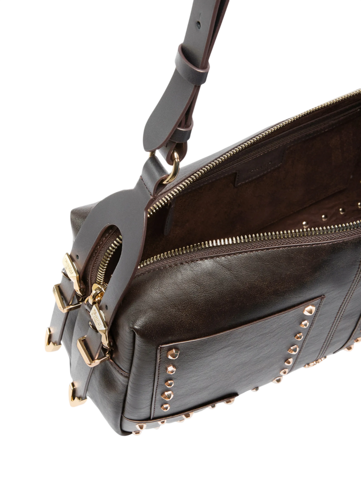 Pinko borsa a tracolla 24 Classic Patch Cloud in pelle marrone moro 106676-A3MA L64Y PINKO