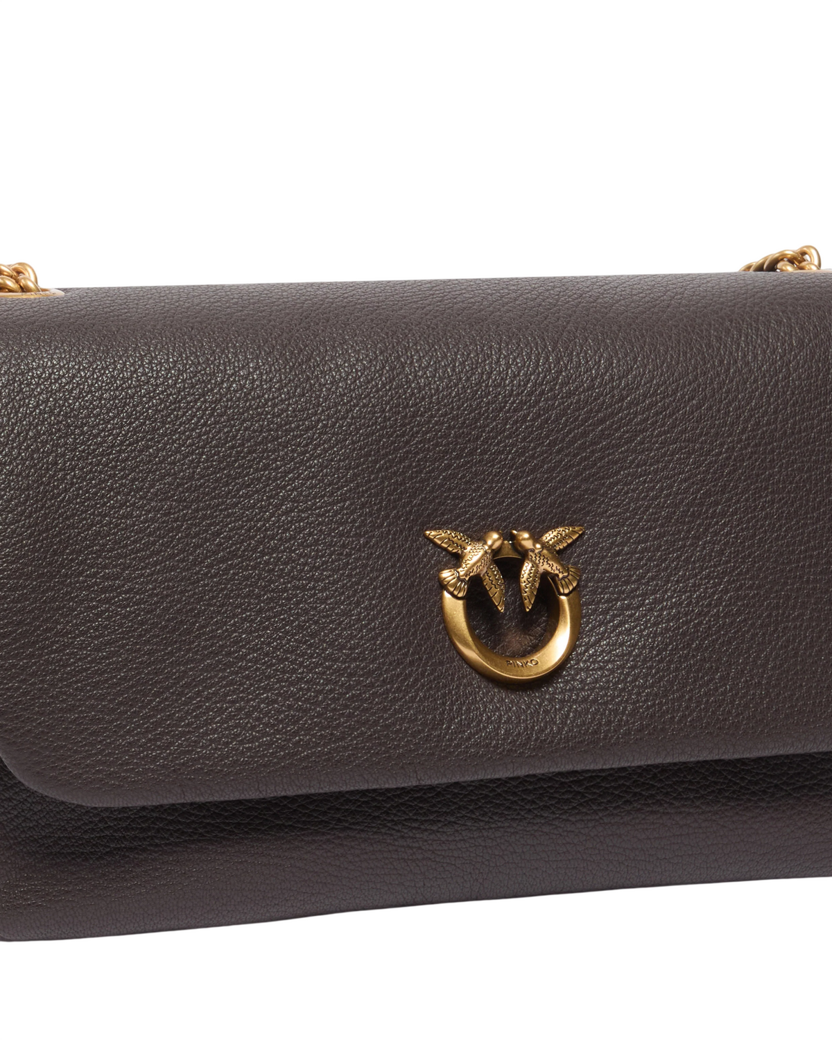 Pinko borsa a spalla in pelle Click Soft Horizontal Chain marrone moro 107022-A3CX M12Q PINKO