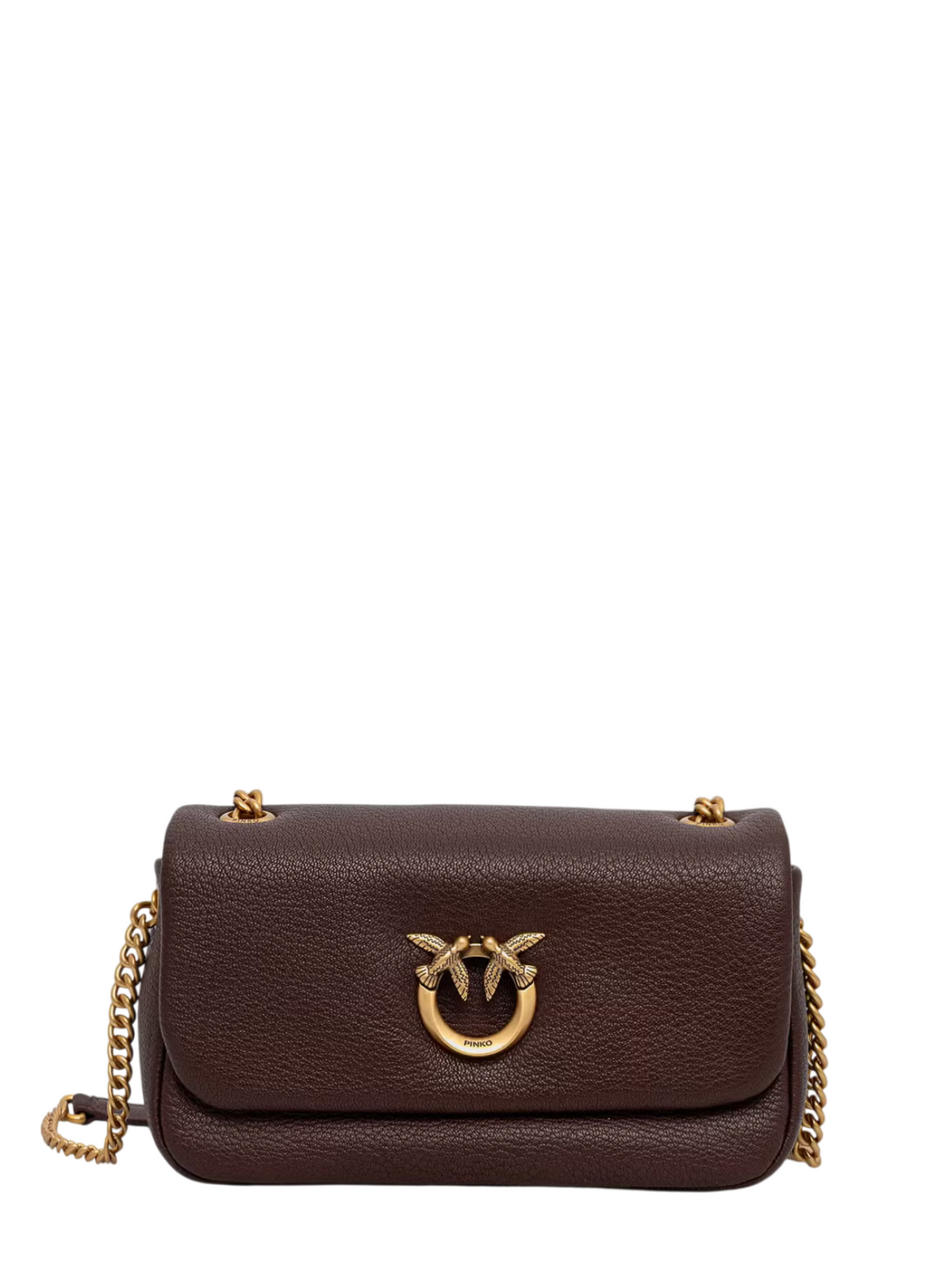 Pinko borsa Click Soft Horizontal Chain in pelle martellata marrone 107038-A3CX L88Q PINKO