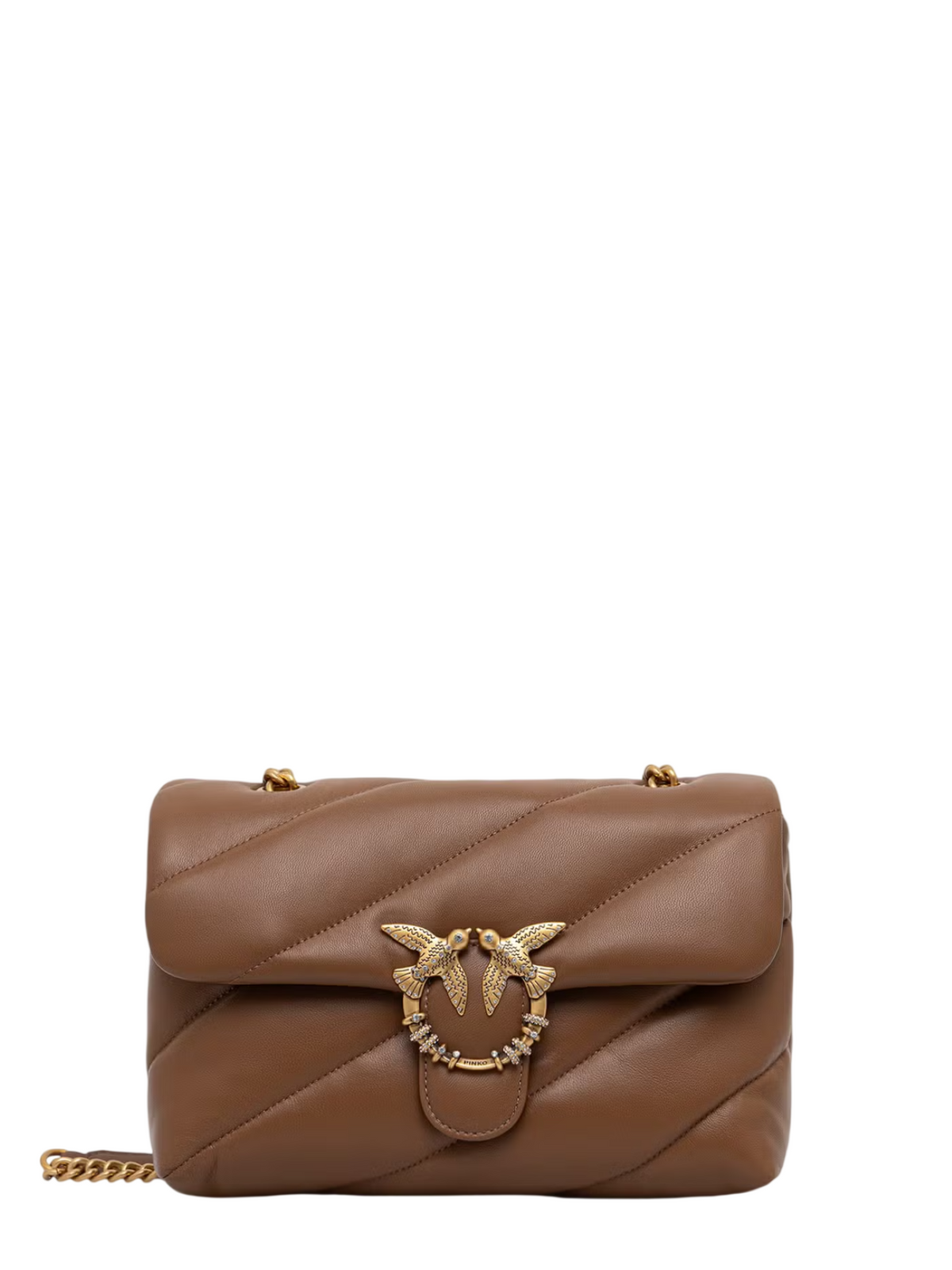 Pinko borsa a spalla Love Bag Puff Classic New Buckle marrone oro 107057-A0F2 M37Q PINKO
